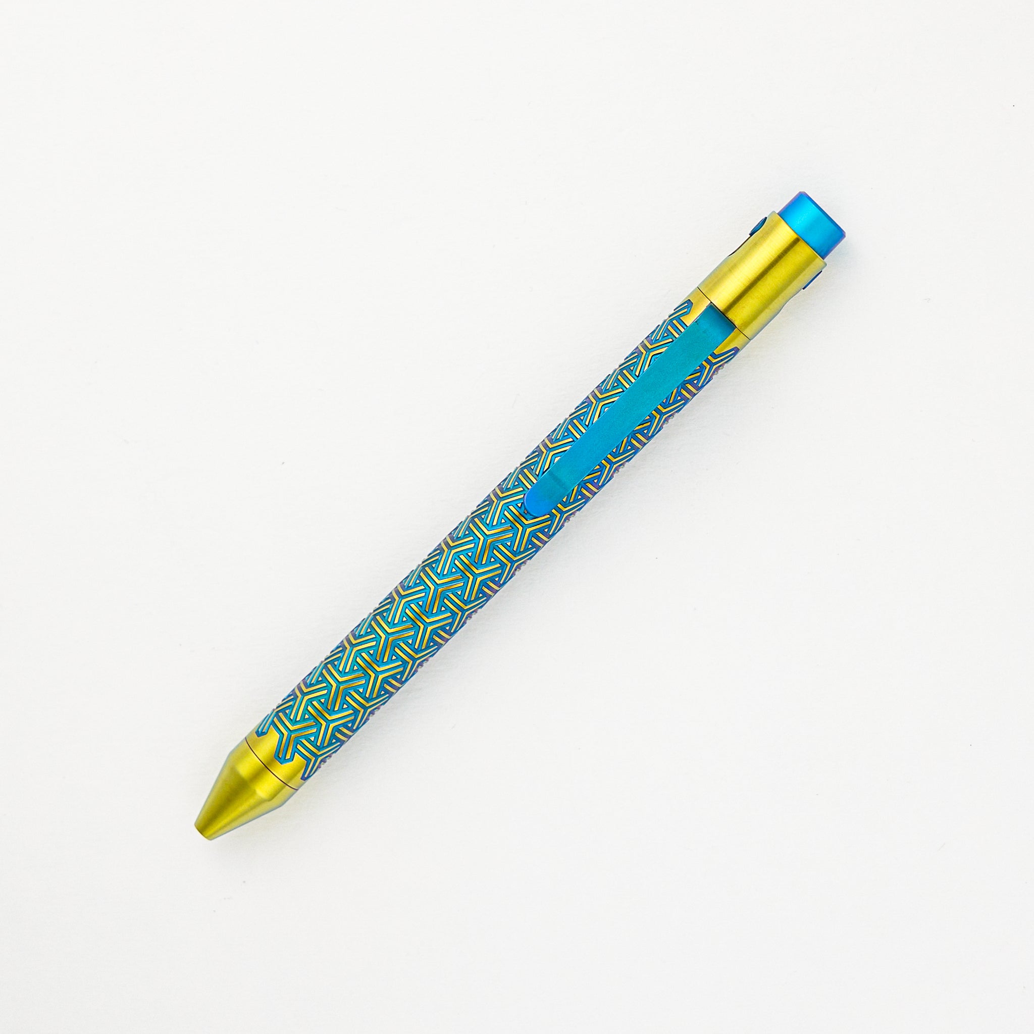 TiButton - Titanium Parker Yknott RH SL Blue and Gold Anodized Pen