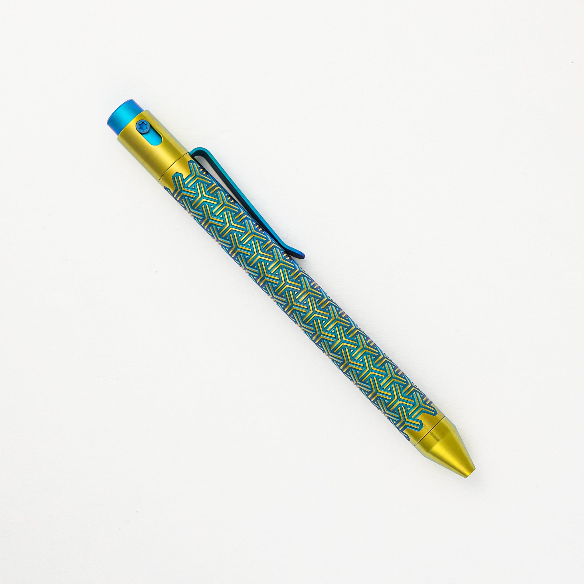 TiButton - Titanium Parker Yknott RH SL Blue and Gold Anodized Pen