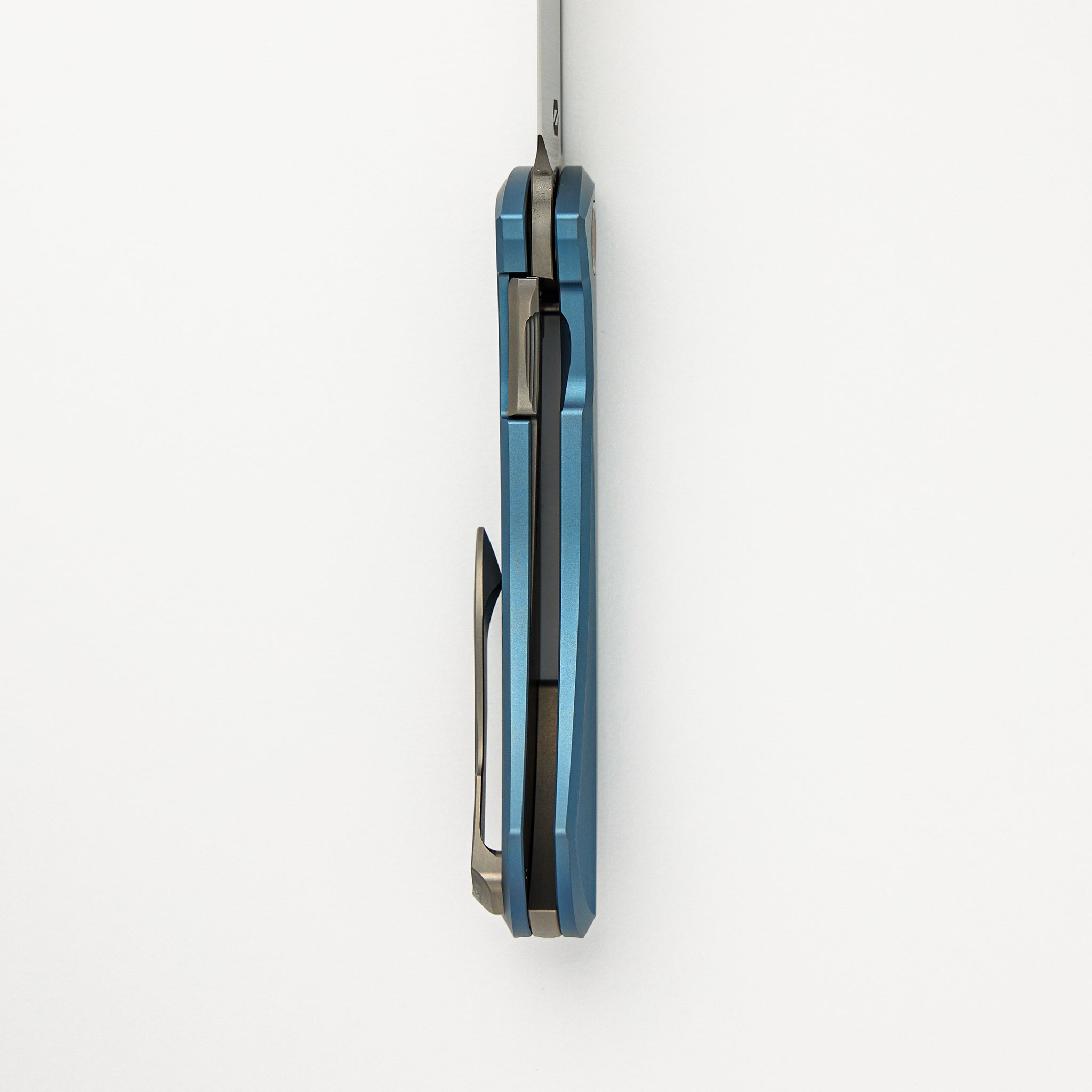 Ghoul - Ti Blue Anodized Handle - Belt Satin S90V Blade