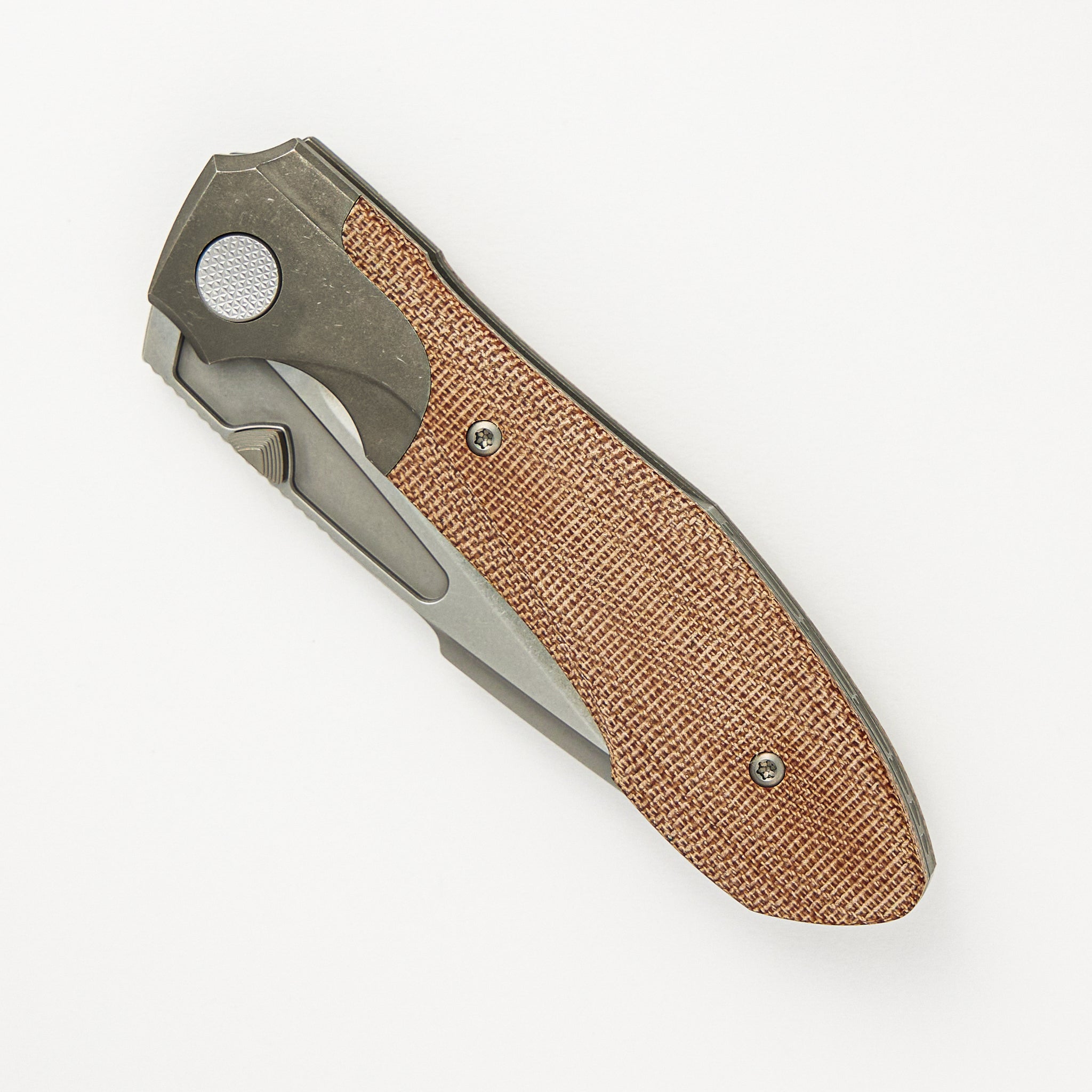 Voodoo - Dark Stonewash Ti/Natural Micarta Handle - Stonewash M390 Blade