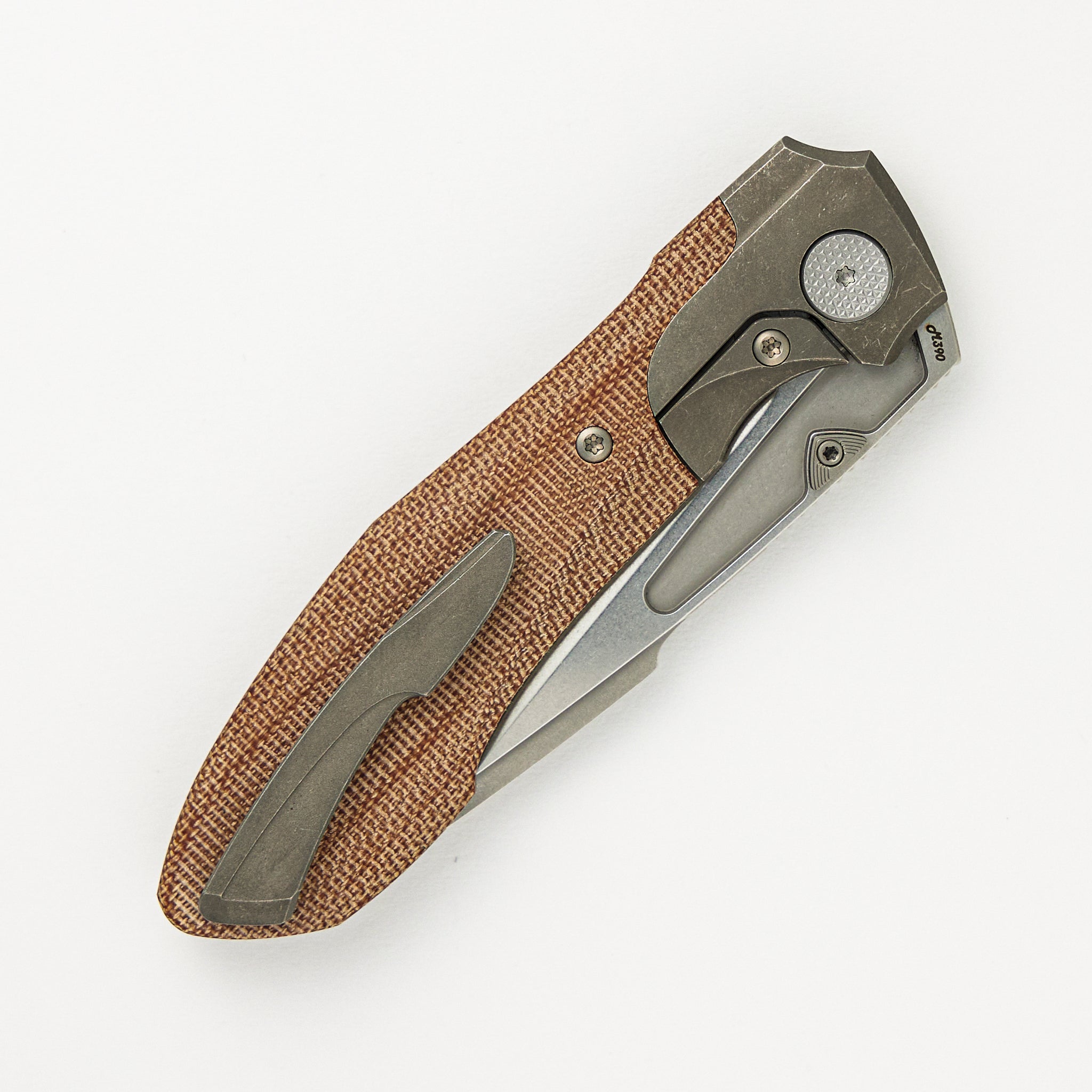 Voodoo - Dark Stonewash Ti/Natural Micarta Handle - Stonewash M390 Blade