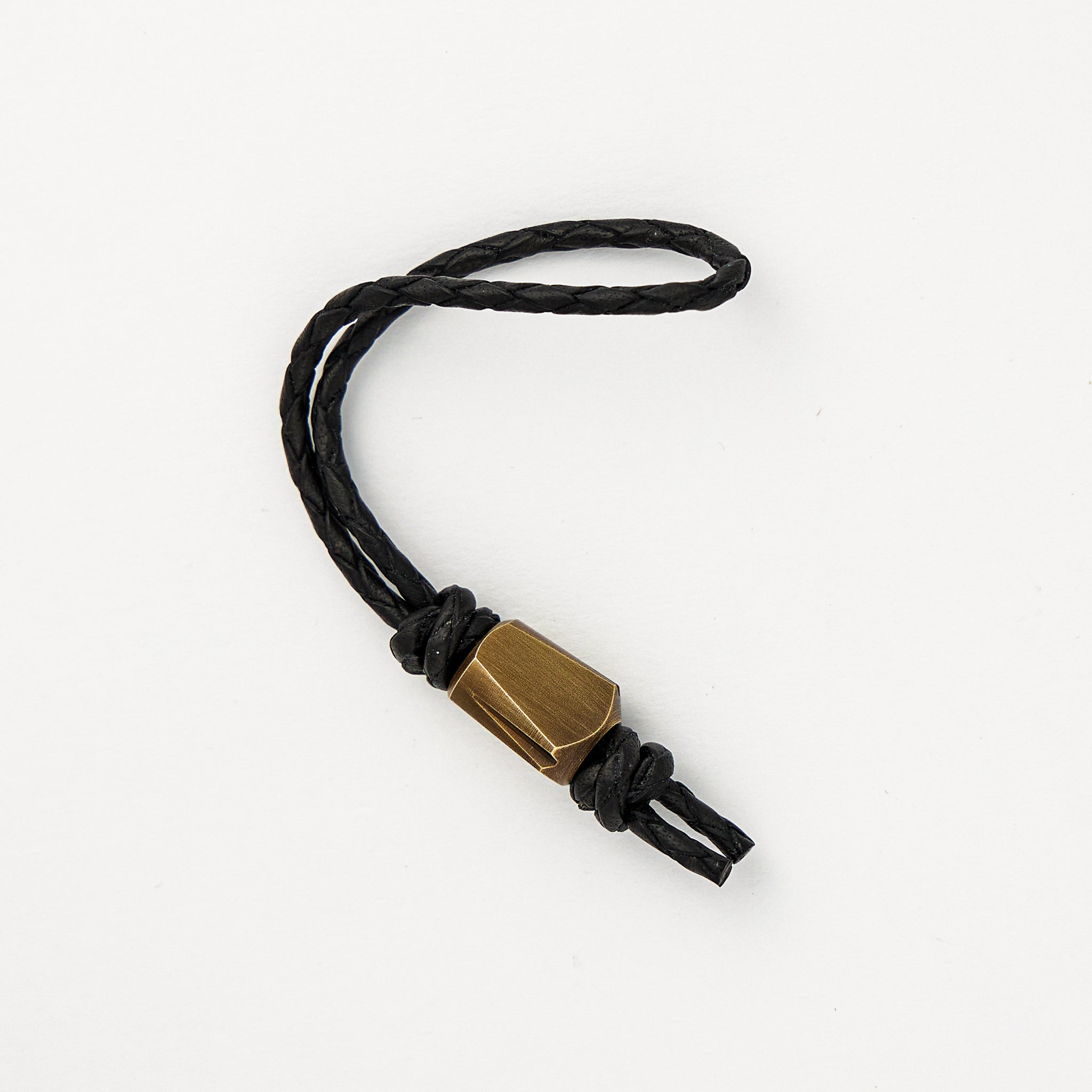 Bead – Antique Brass - Black Leather