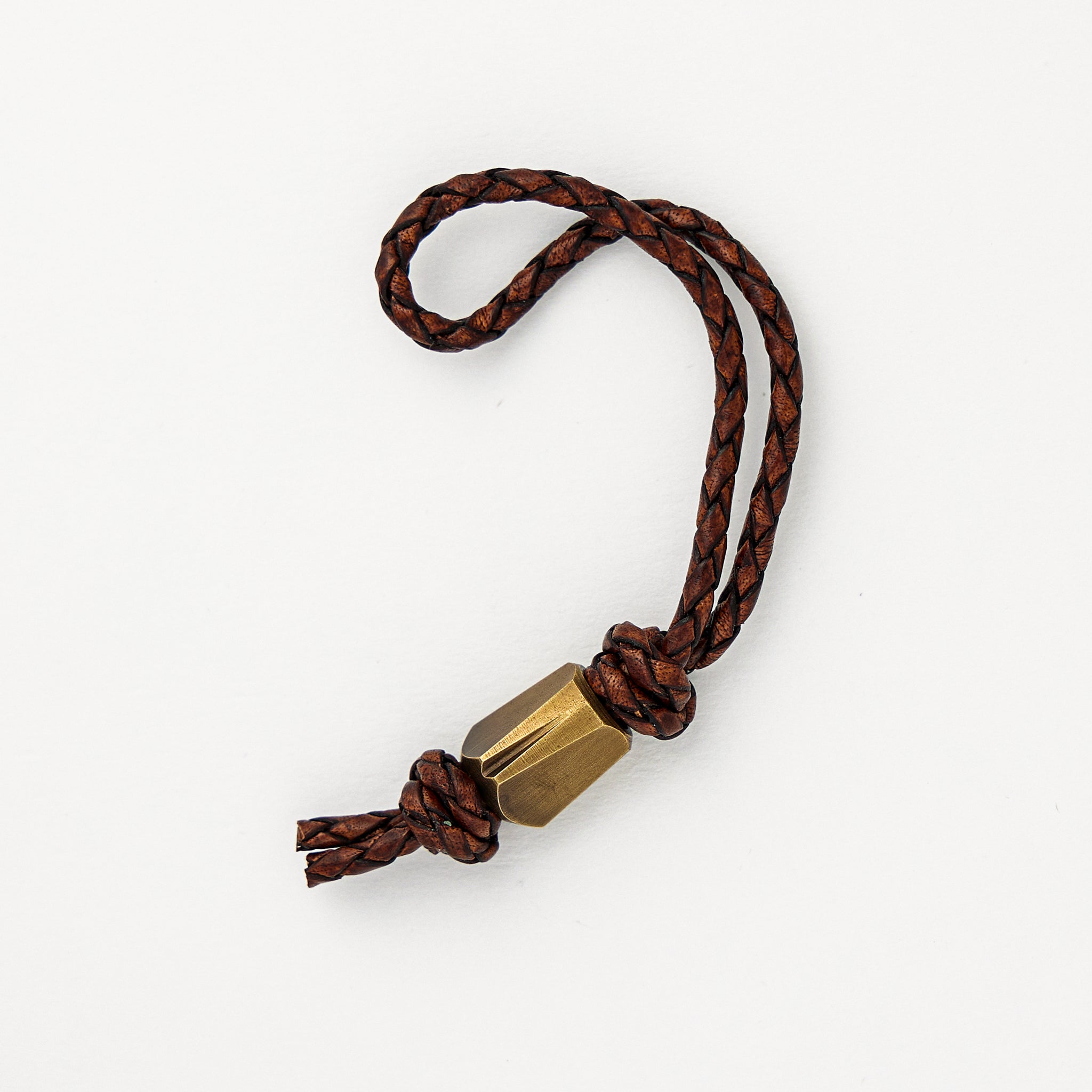Bead – Antique Brass - Thick Brown Leather