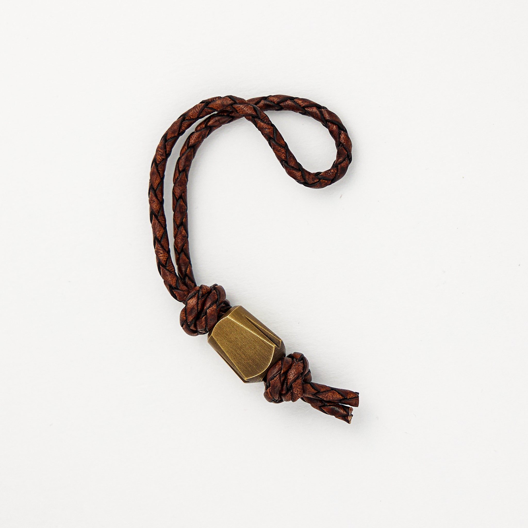 Bead – Antique Brass - Thick Brown Leather