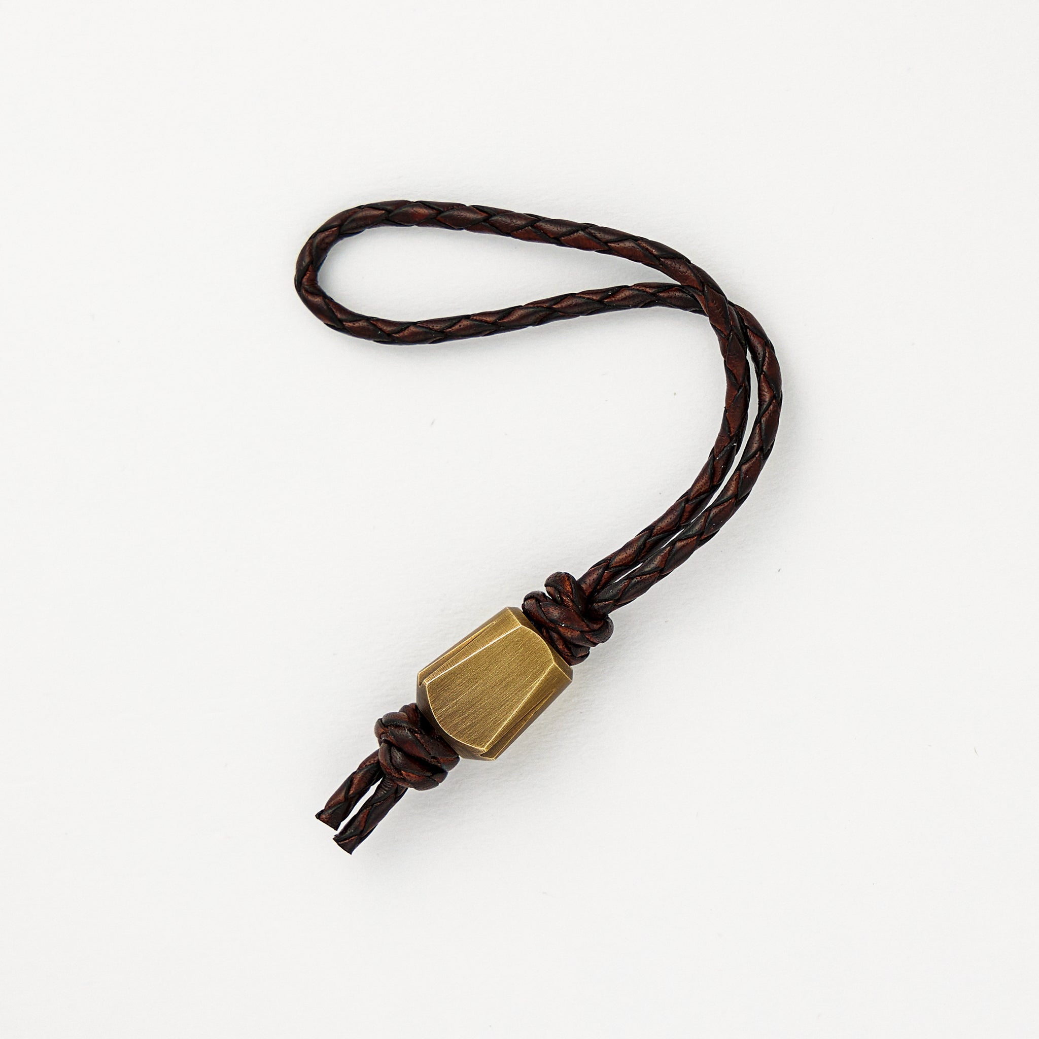 Bead – Antique Brass - Thin Brown Leather