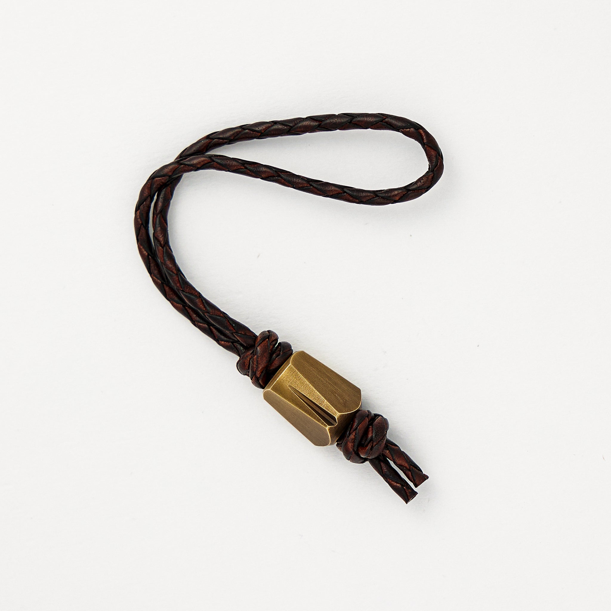 Bead – Antique Brass - Thin Brown Leather