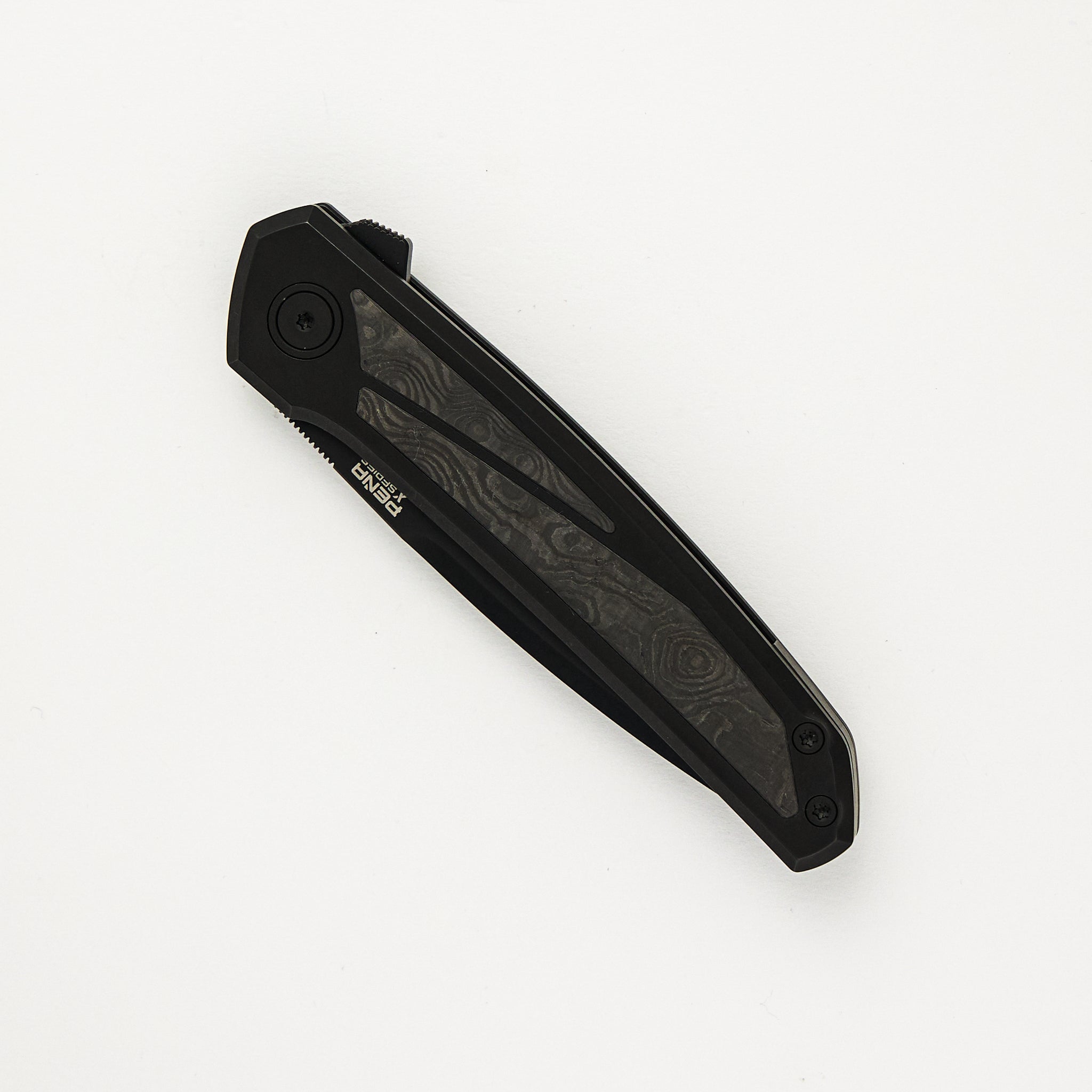Cobra - Black PVD Titanium Handle W/ Black Dunes Carbon Fiber Inlays - Black PVD CPM-M4 Blade