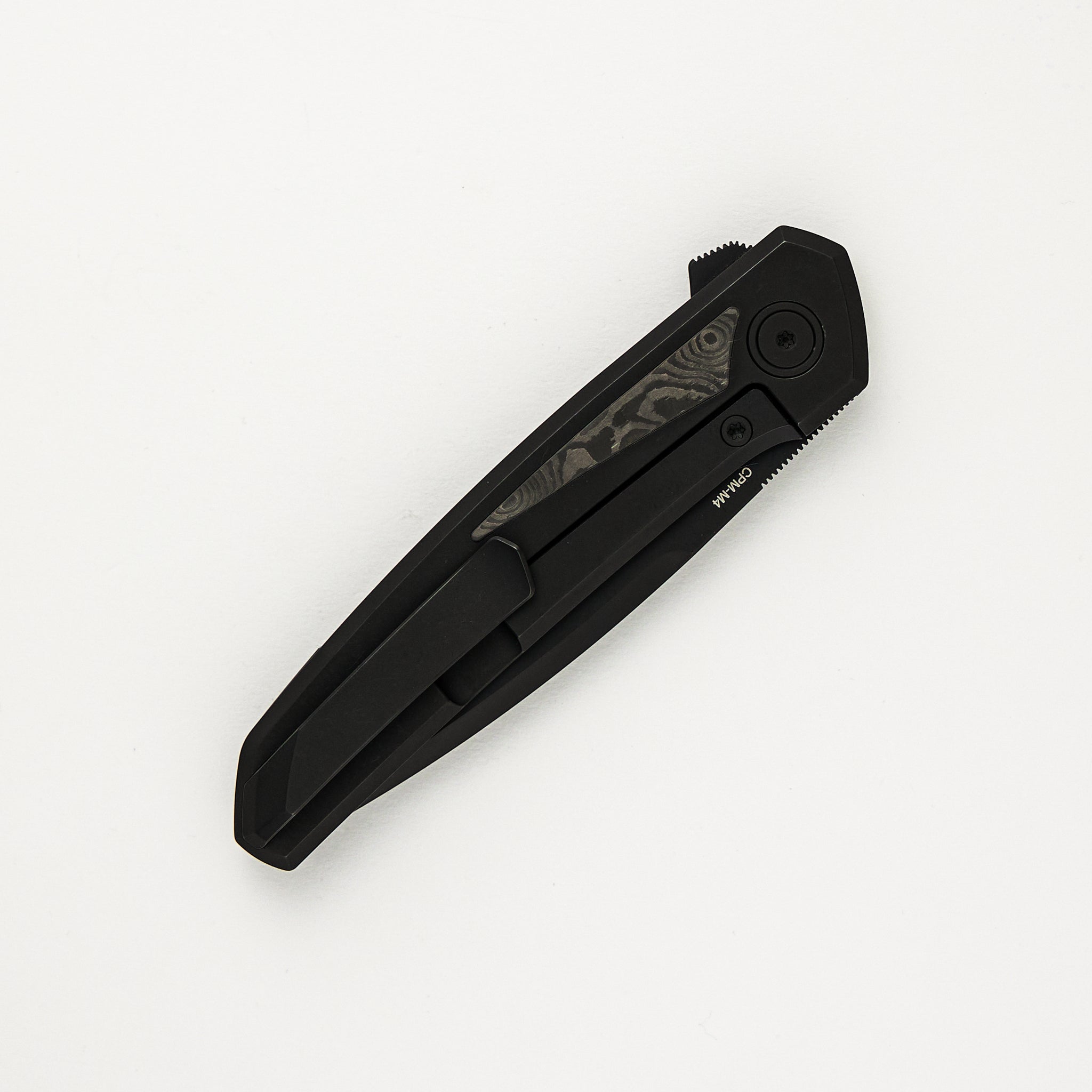 Cobra - Black PVD Titanium Handle W/ Black Dunes Carbon Fiber Inlays - Black PVD CPM-M4 Blade