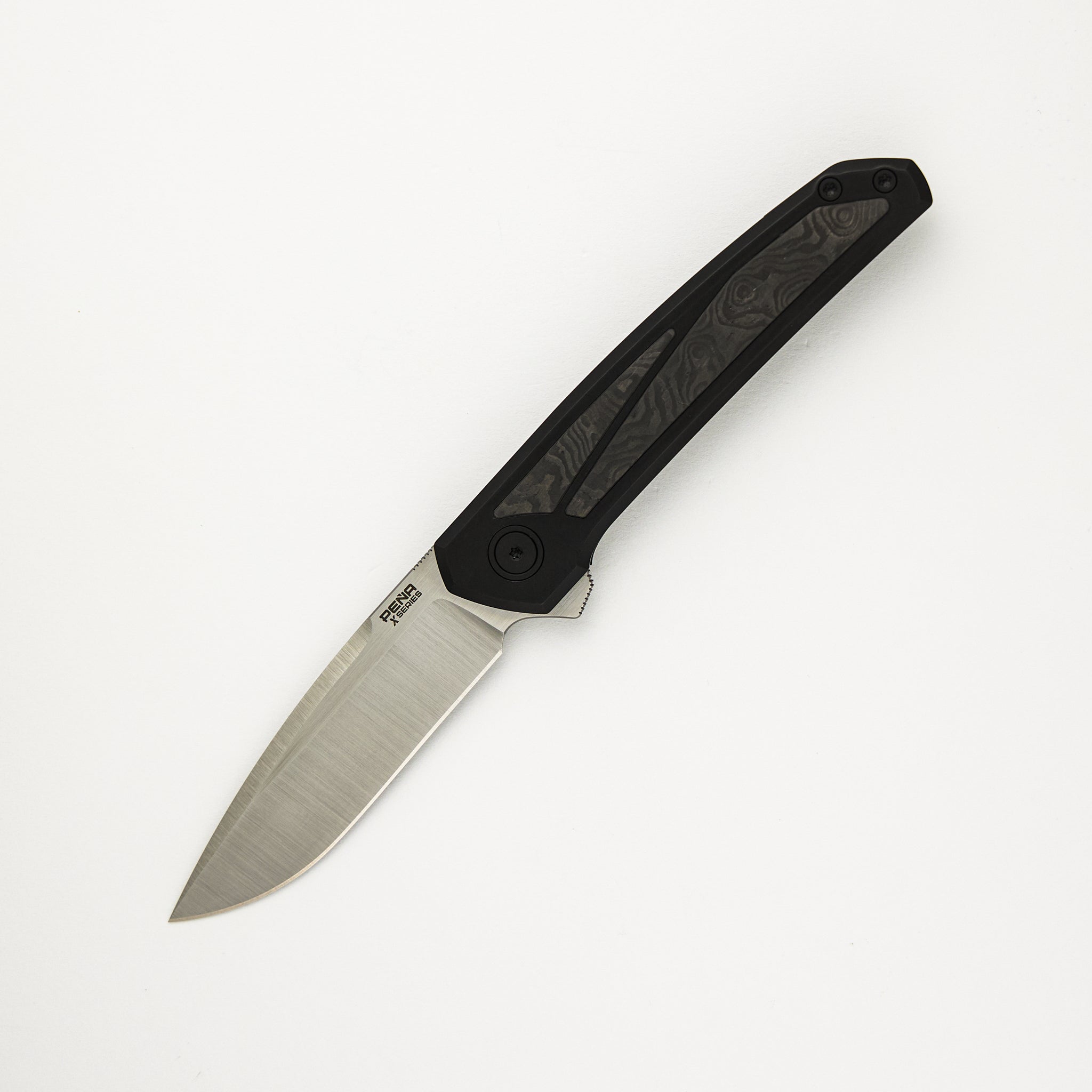 Cobra - Black PVD Titanium Handle W/ Black Dunes Carbon Fiber Inlays - Belt Satin CPM-M4 Blade