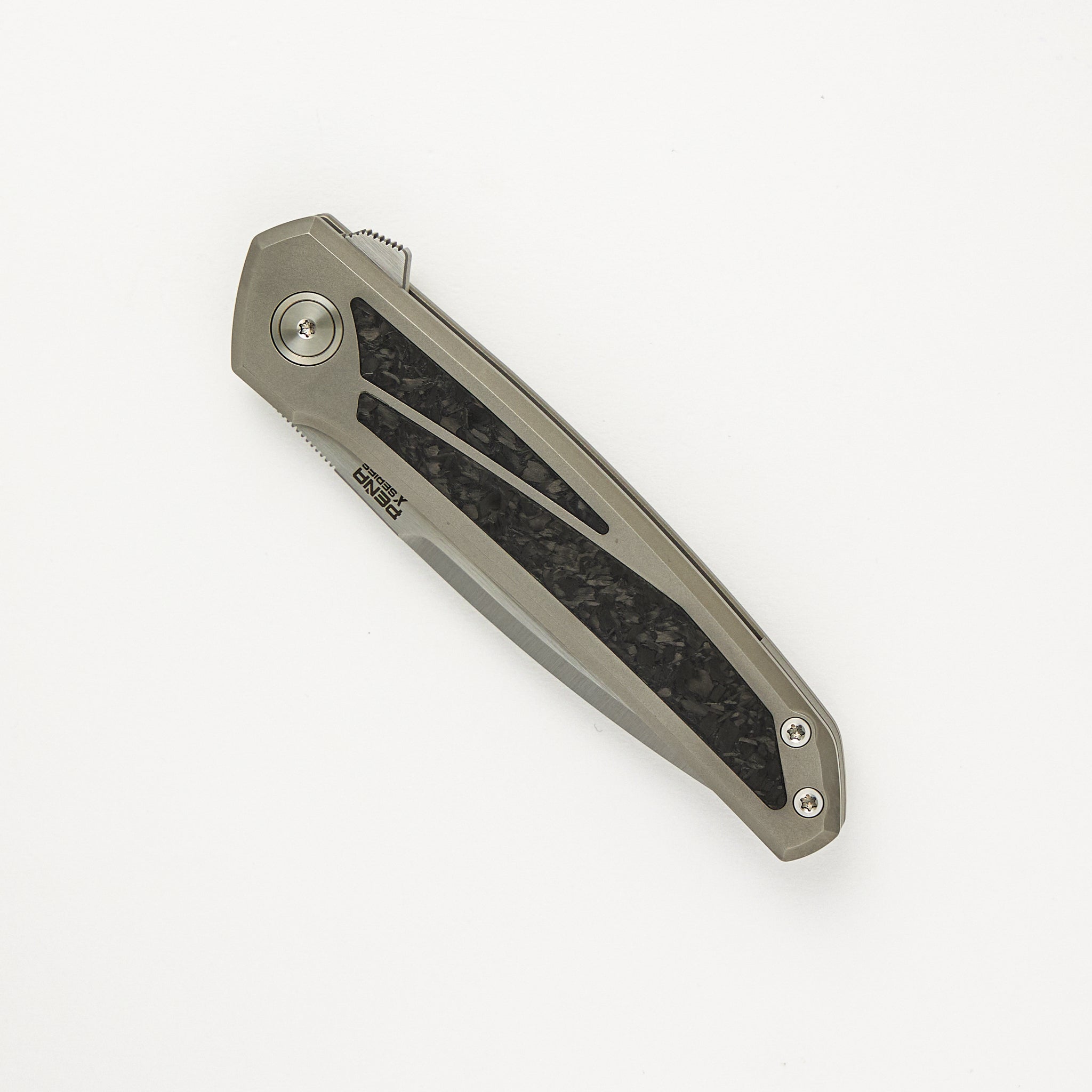Cobra - Titanium Handle W/ Marbled Carbon Fiber Inlays - Belt Satin CPM-M4 Blade