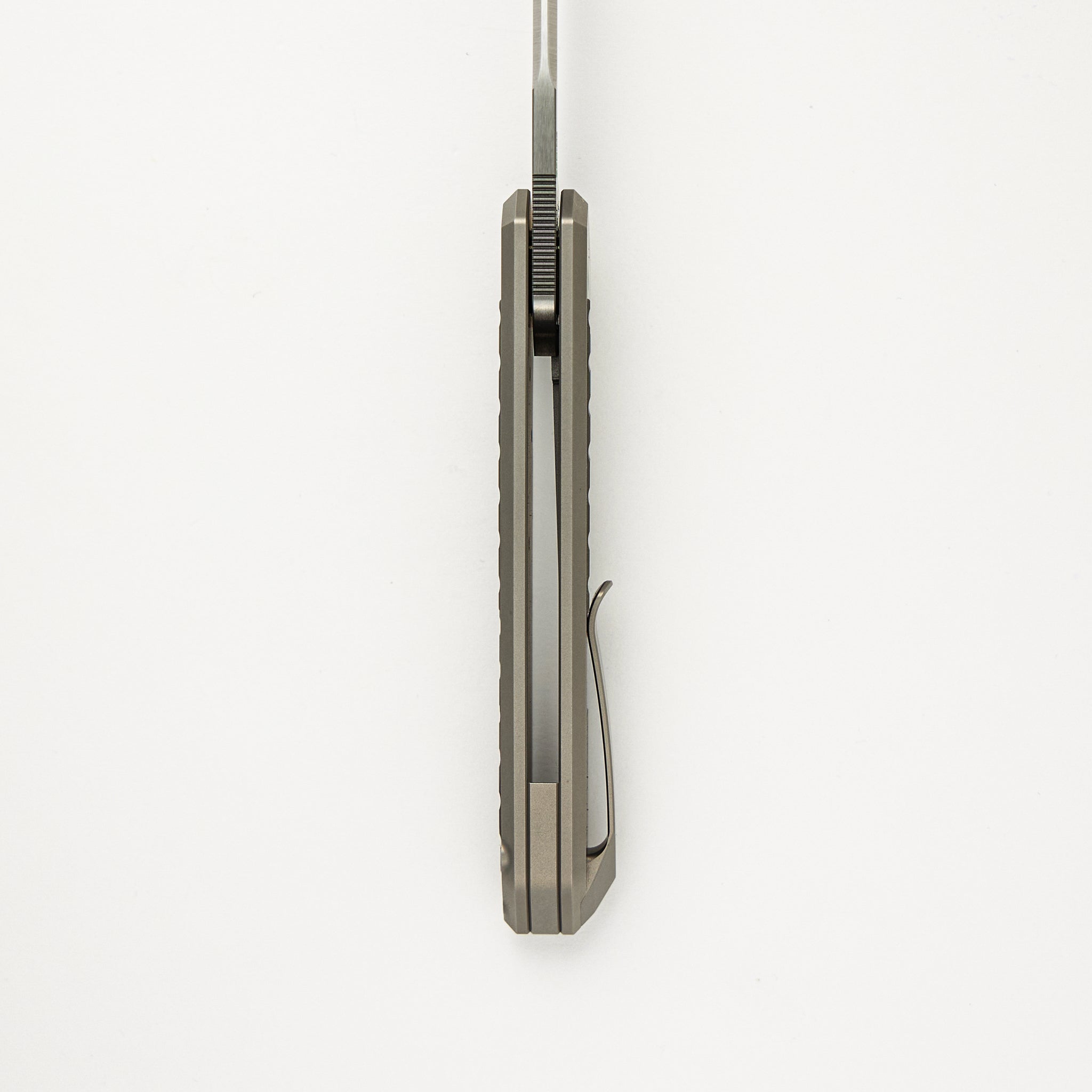 Cobra - Titanium Handle W/ Titanium Frag Dark Bead Blast Inlays - Belt Satin CPM-M4 Blade
