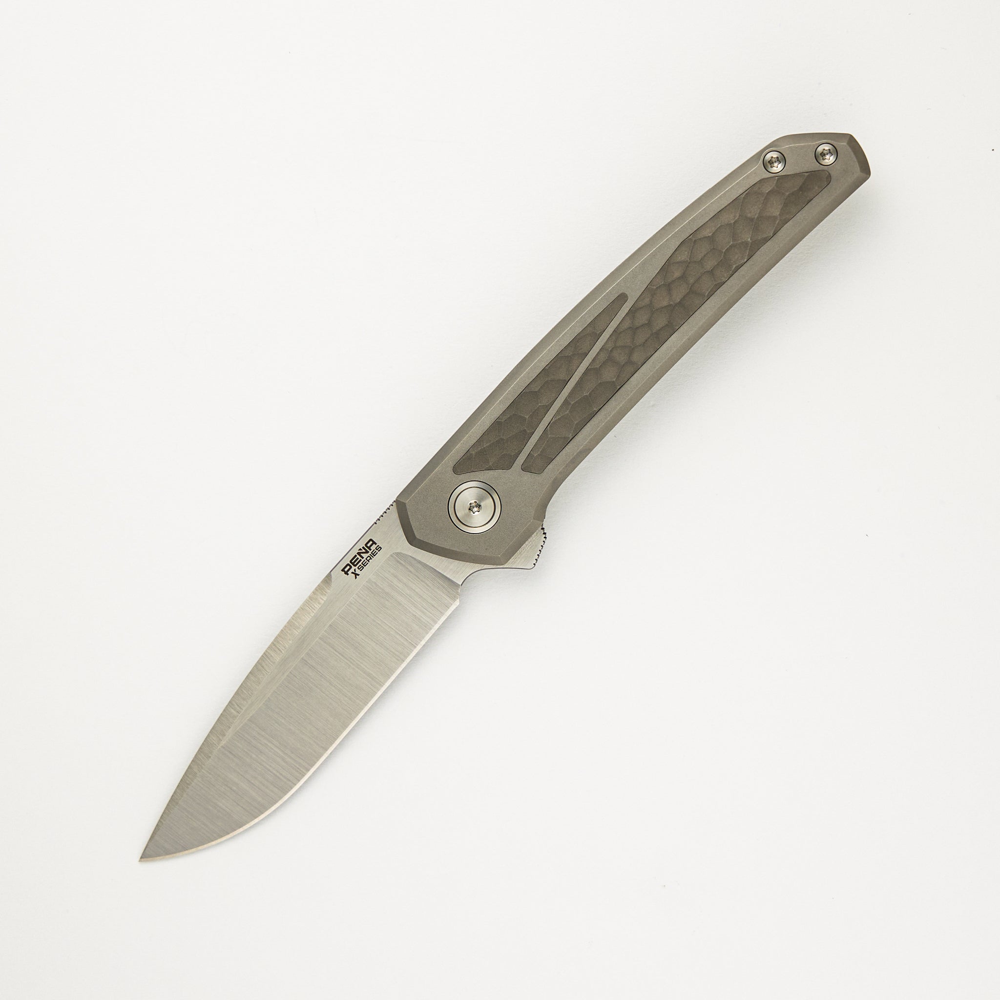 Cobra - Titanium Handle W/ Jigged Dark Bead Blast Titanium Inlays - Belt Satin CPM-M4 Blade