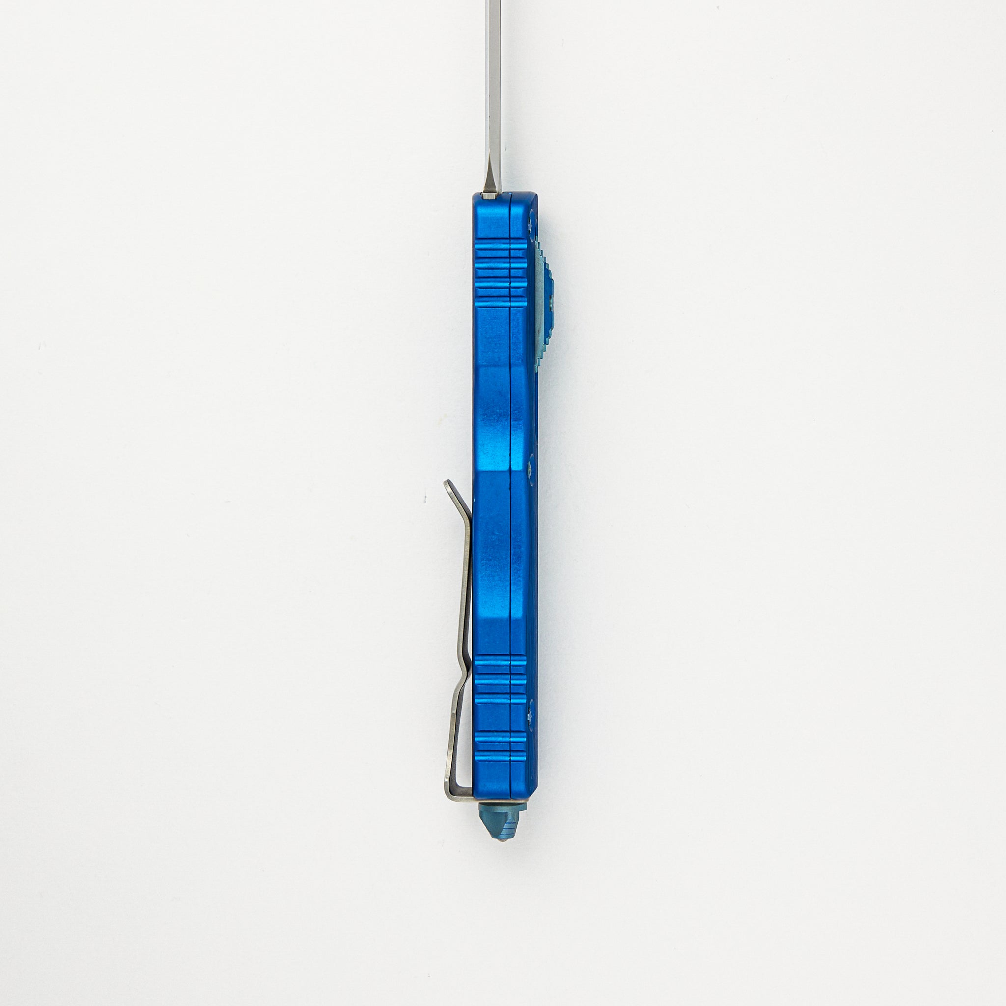 Marfione Custom Knives Dirac - D/E Mirror Polish Blade - Blue Hefted Alloy Handle