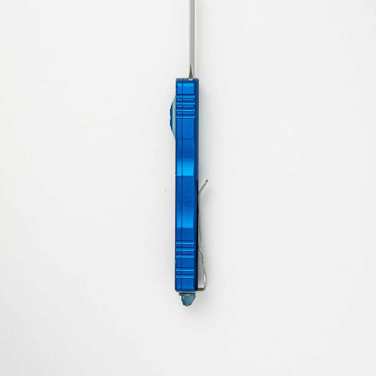 Marfione Custom Knives Dirac - D/E Mirror Polish Blade - Blue Hefted Alloy Handle