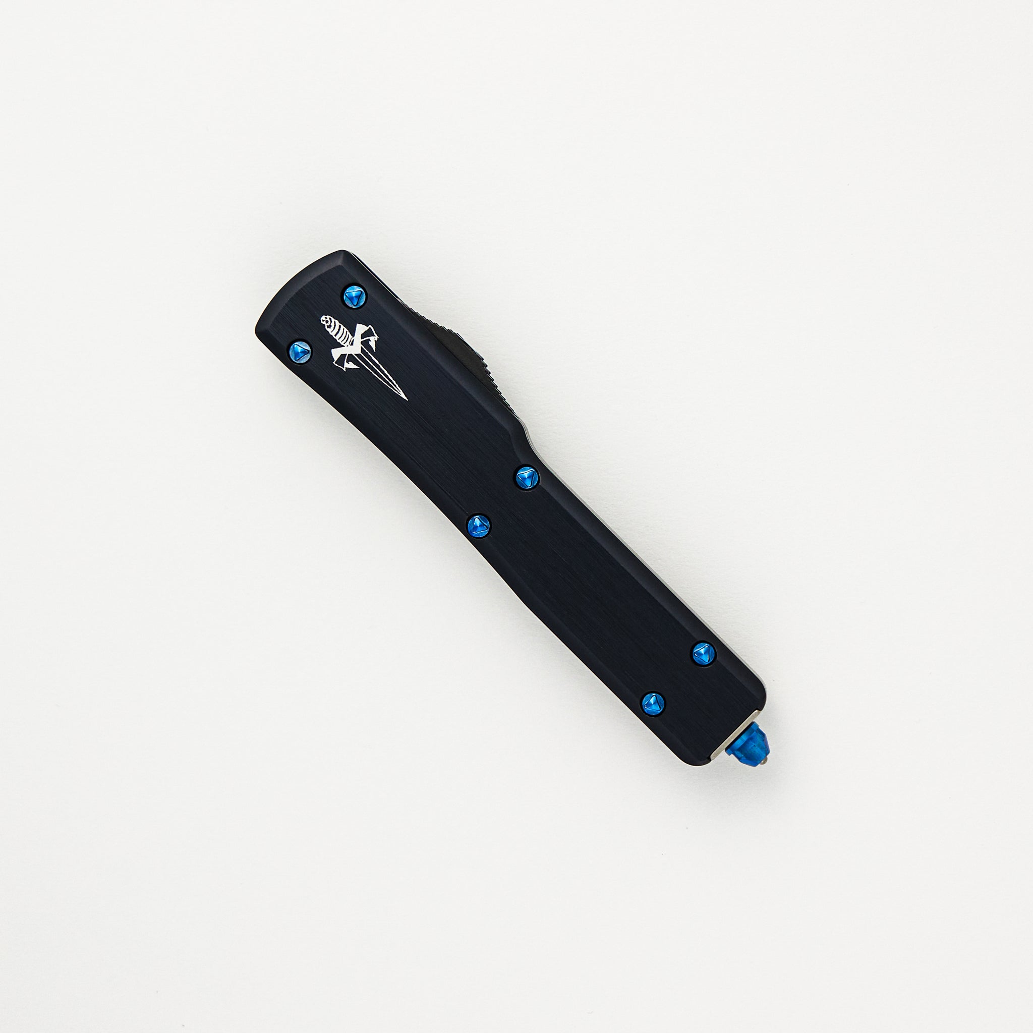 Marfione Custom Knives UTX-70 - Spartan Mirror Polish Blade - Black Anodized Hefted Aircraft Alloy