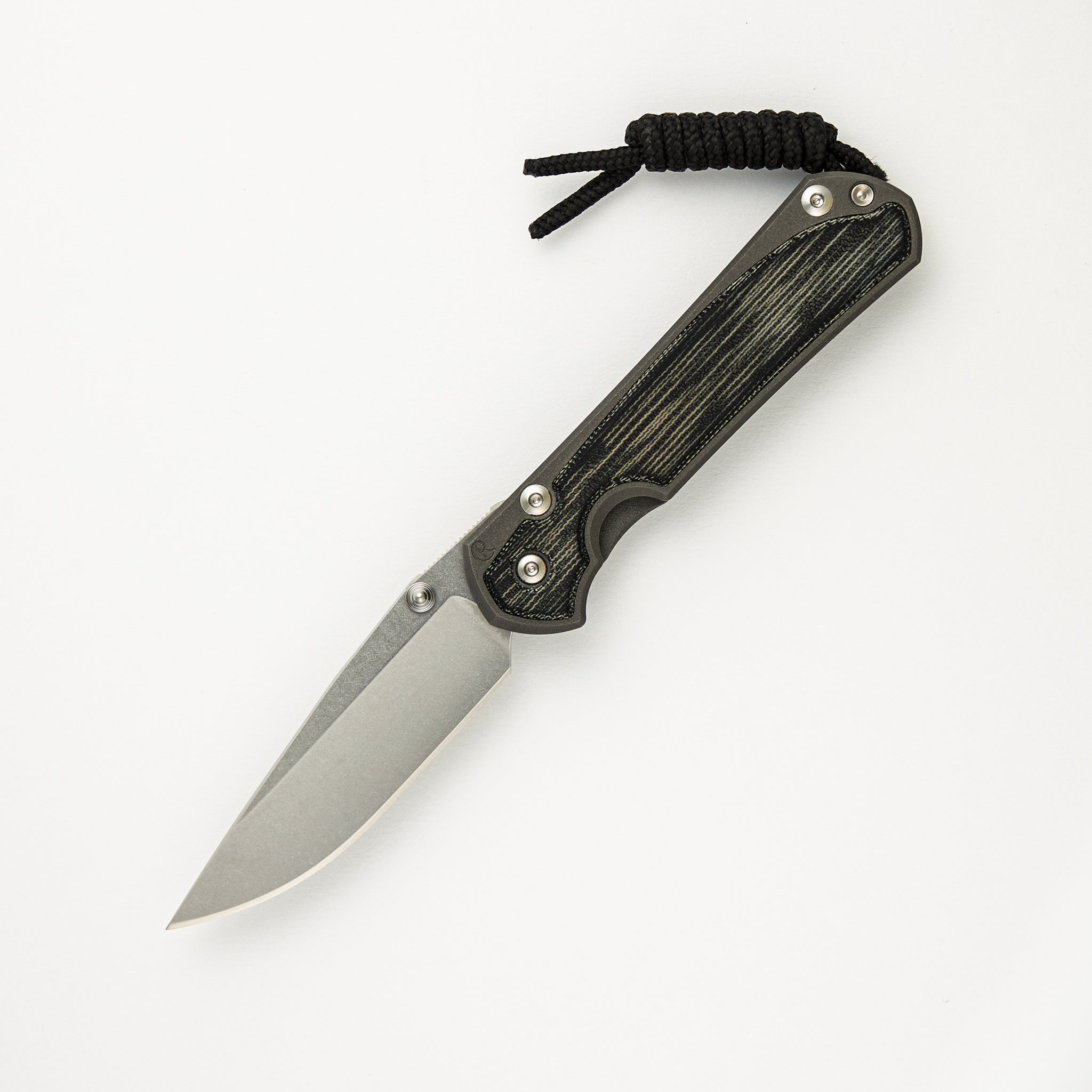 Small Sebenza 31 - Drop Point CPM MagnaCut Blade - Black Canvas Micarta Inlays - Silver Single Thumb Lug