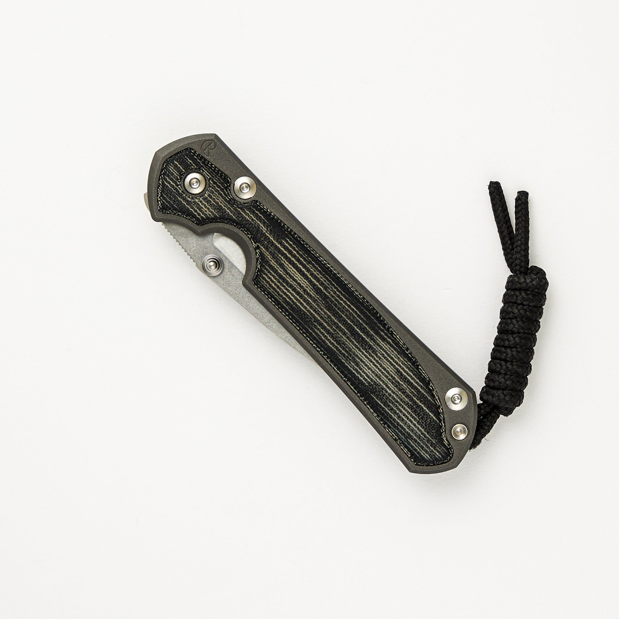 Small Sebenza 31 - Drop Point CPM MagnaCut Blade - Black Canvas Micarta Inlays - Silver Single Thumb Lug