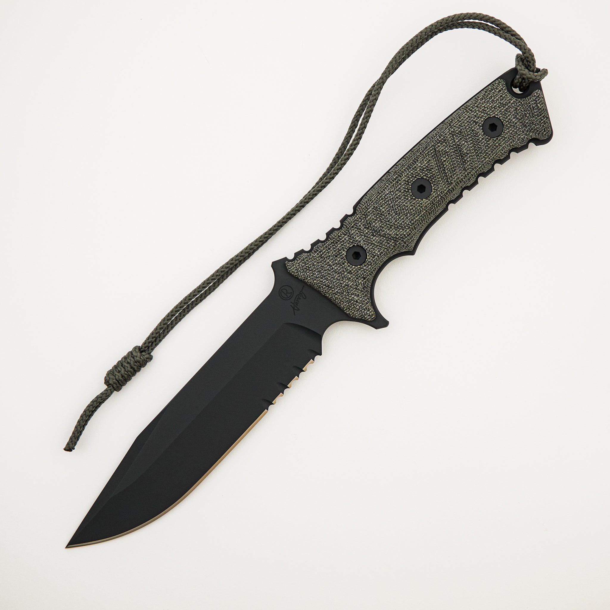 Pacific - Serrated /Black CPM-S35VN Blade - Black Canvas Micarta Handle - PAC-1001