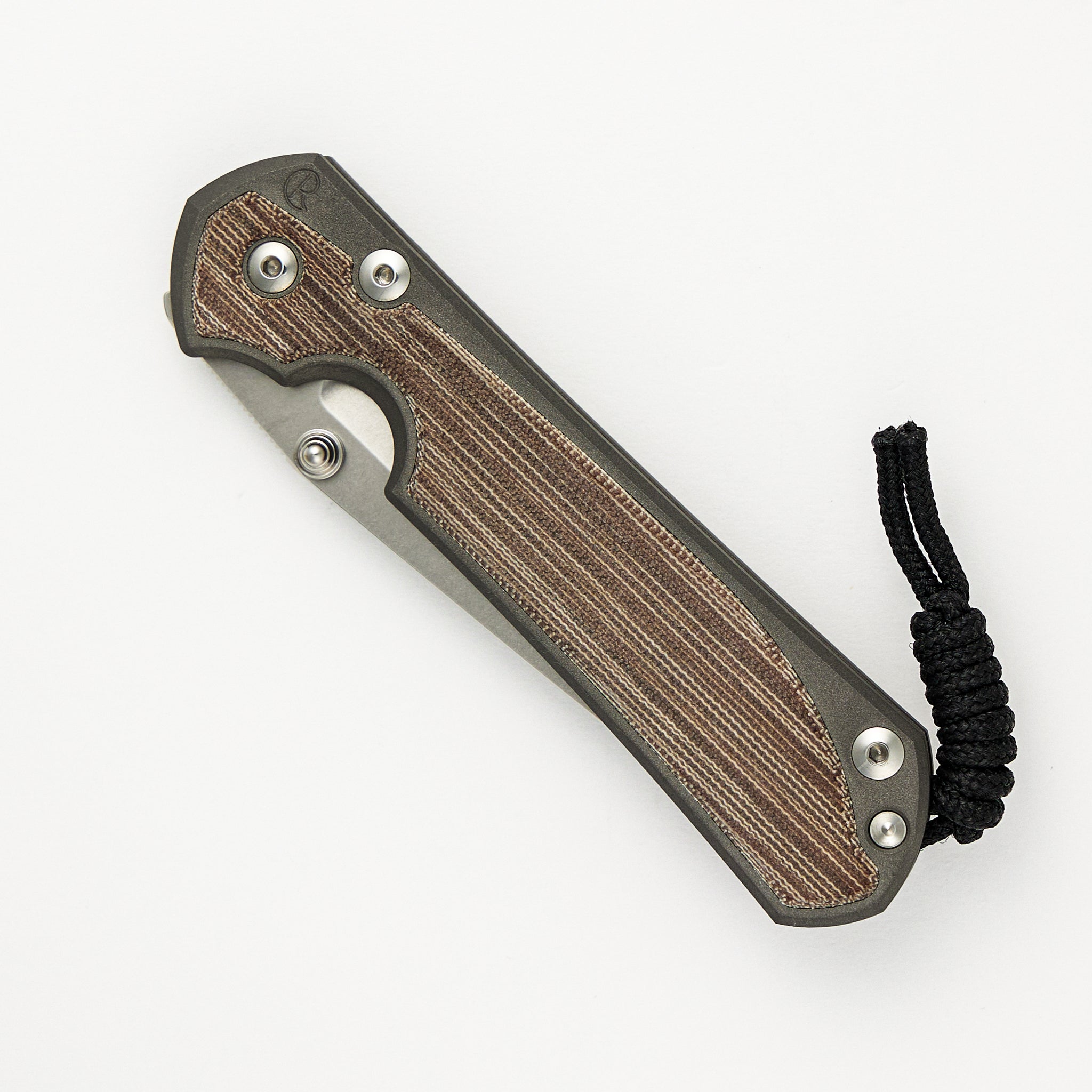 Large Sebenza 31 Natural Canvas Micarta Inlay - Tanto CPM MagnaCut Blade - Silver Double Thumb Lugs