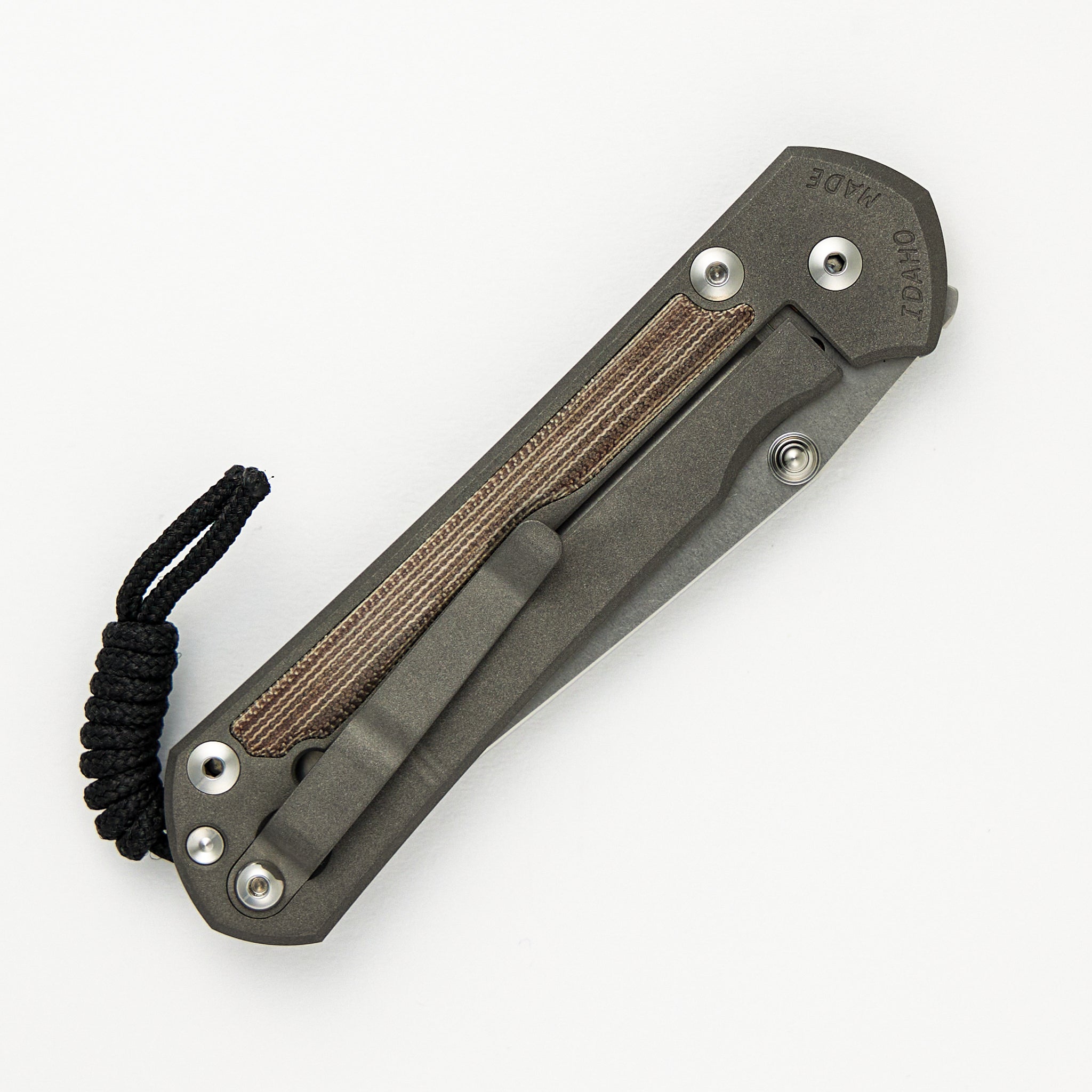 Large Sebenza 31 Natural Canvas Micarta Inlay - Tanto CPM MagnaCut Blade - Silver Double Thumb Lugs