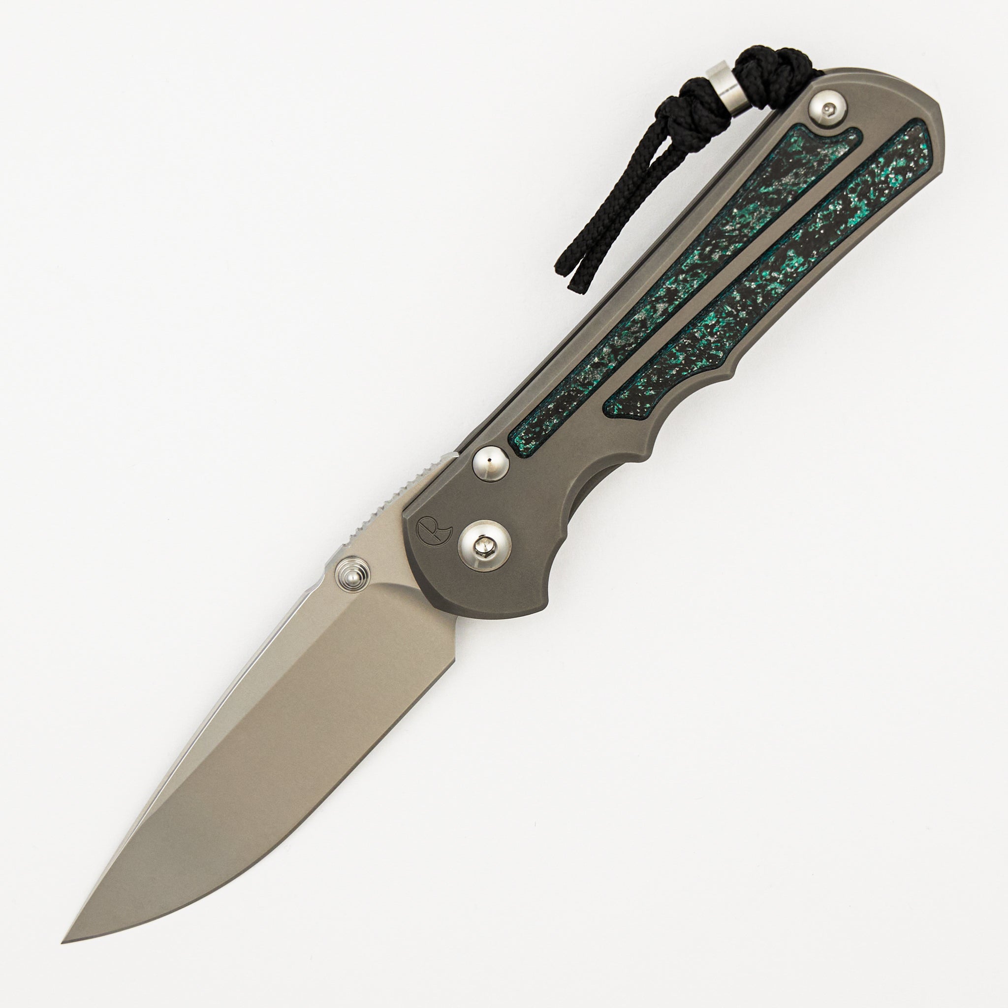Large Inkosi - Teal Magnetic CarboTi Inlay - Drop Point CPM MagnaCut Blade - MIM Clip - 2025 R1 Invitational