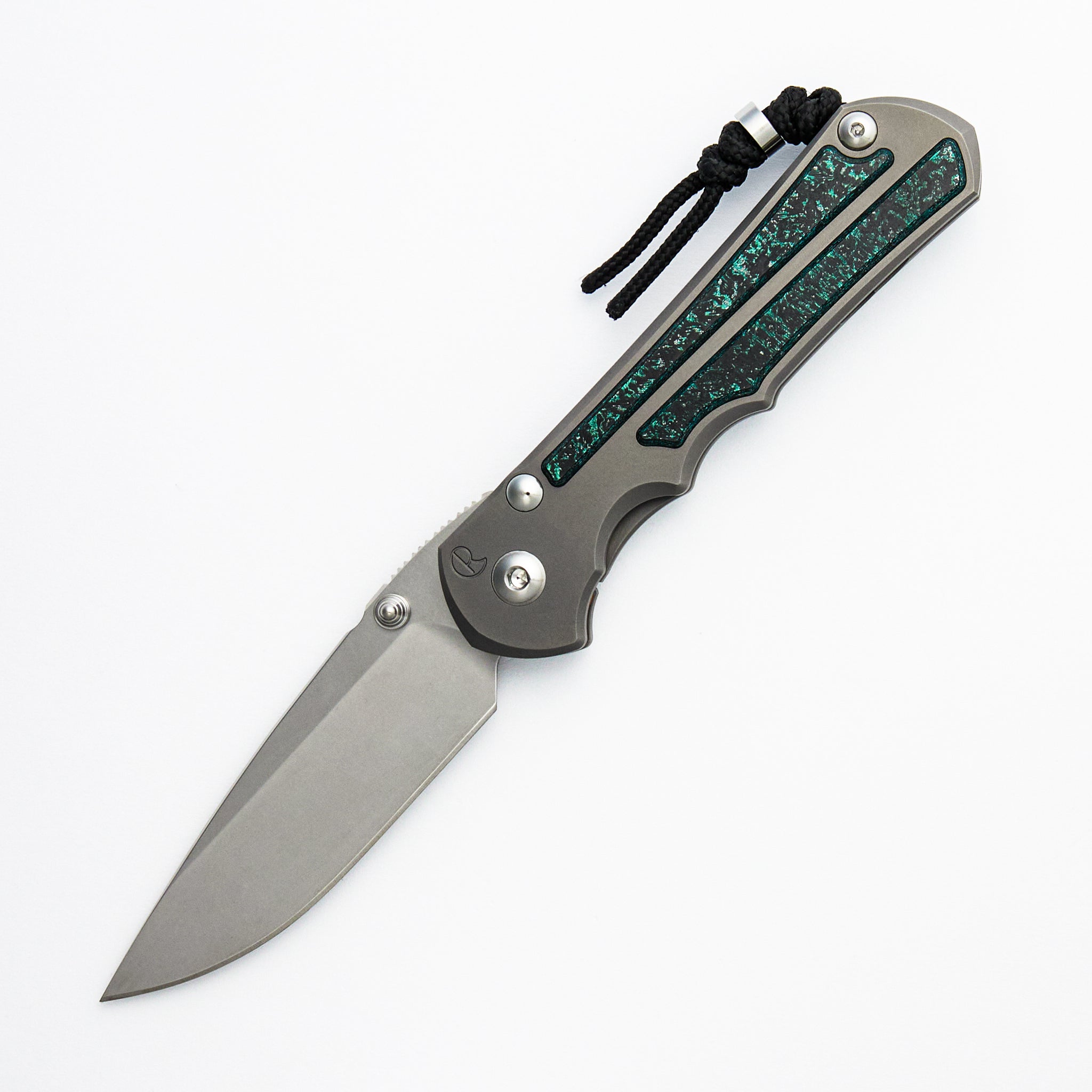 Large Inkosi - Teal Magnetic CarboTi Inlay - Drop Point CPM MagnaCut Blade - MIM Clip - 2025 R1 Invitational