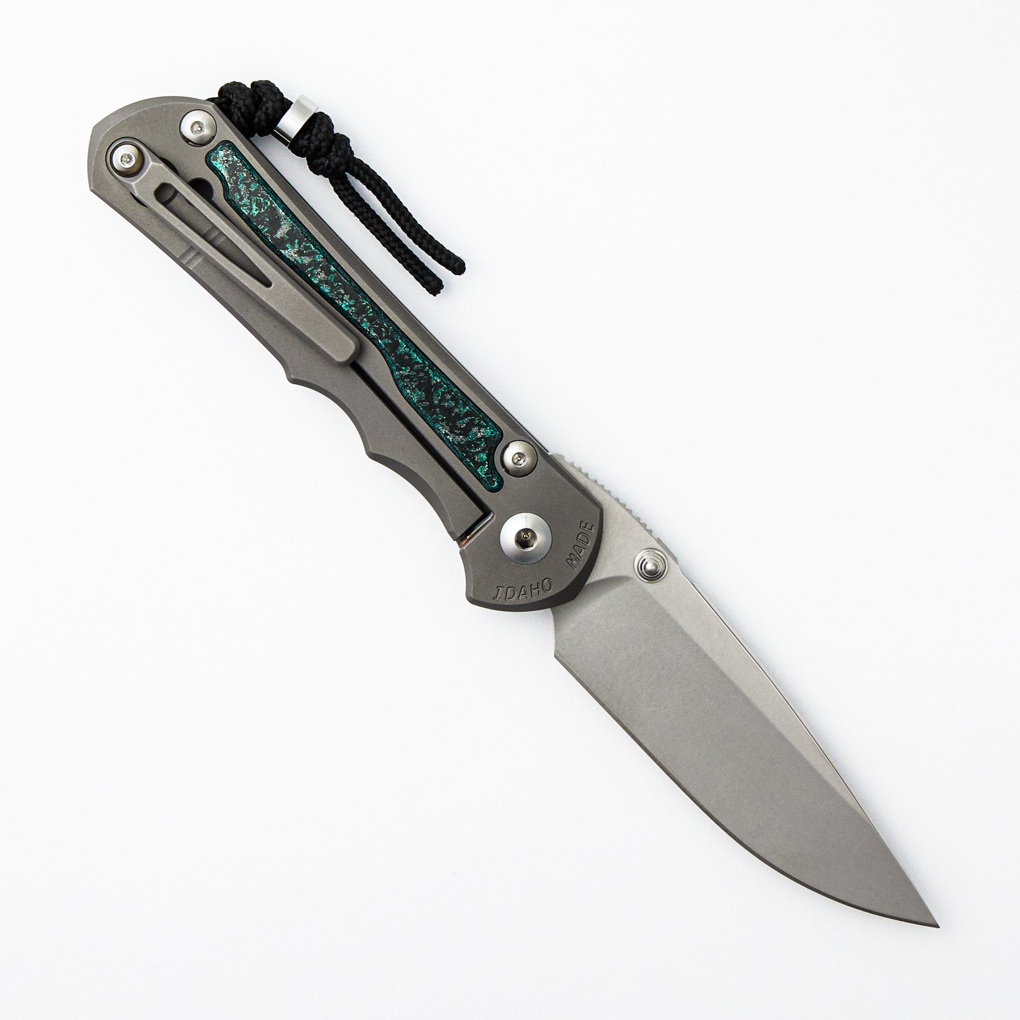 Large Inkosi - Teal Magnetic CarboTi Inlay - Drop Point CPM MagnaCut Blade - MIM Clip - 2025 R1 Invitational