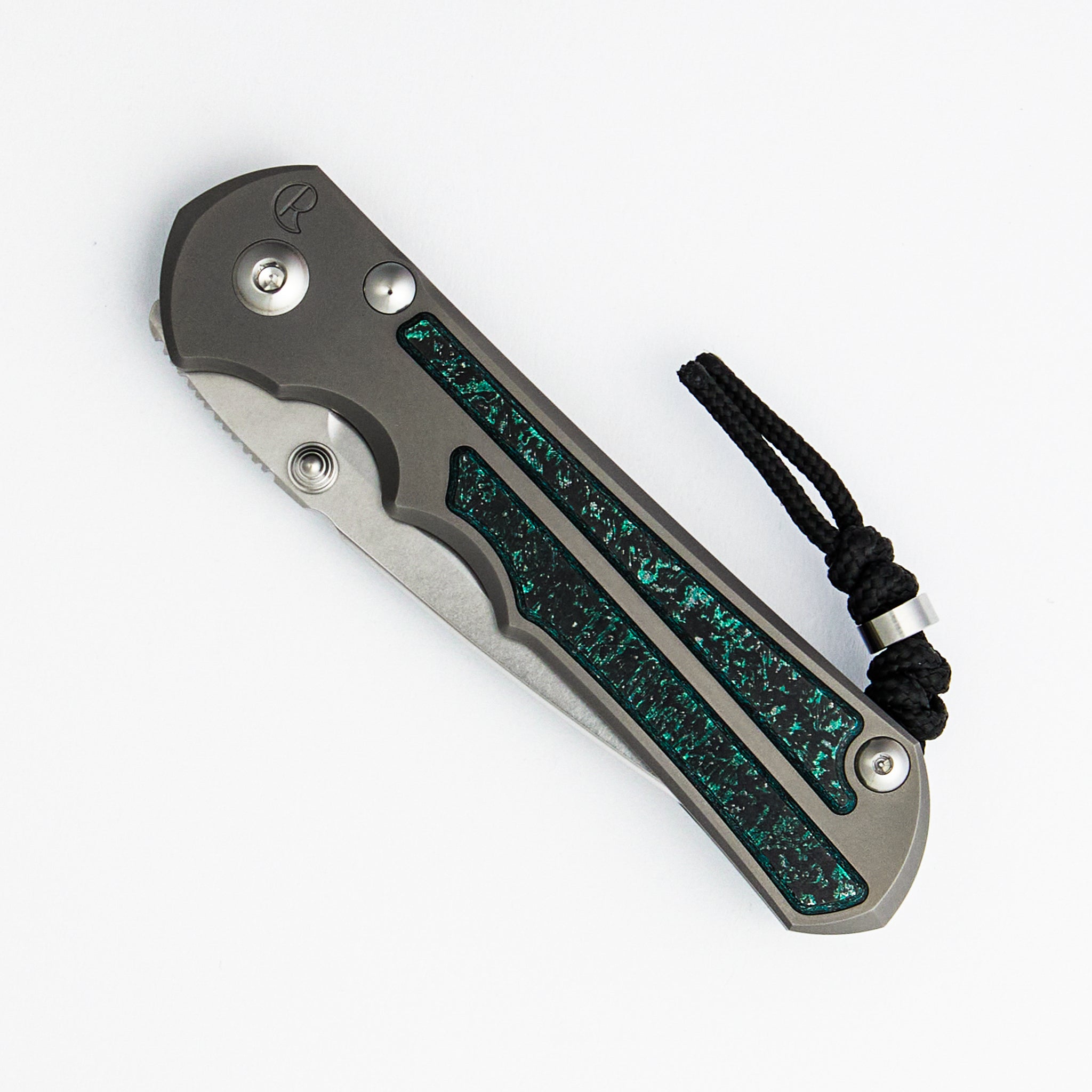 Large Inkosi - Teal Magnetic CarboTi Inlay - Drop Point CPM MagnaCut Blade - MIM Clip - 2025 R1 Invitational