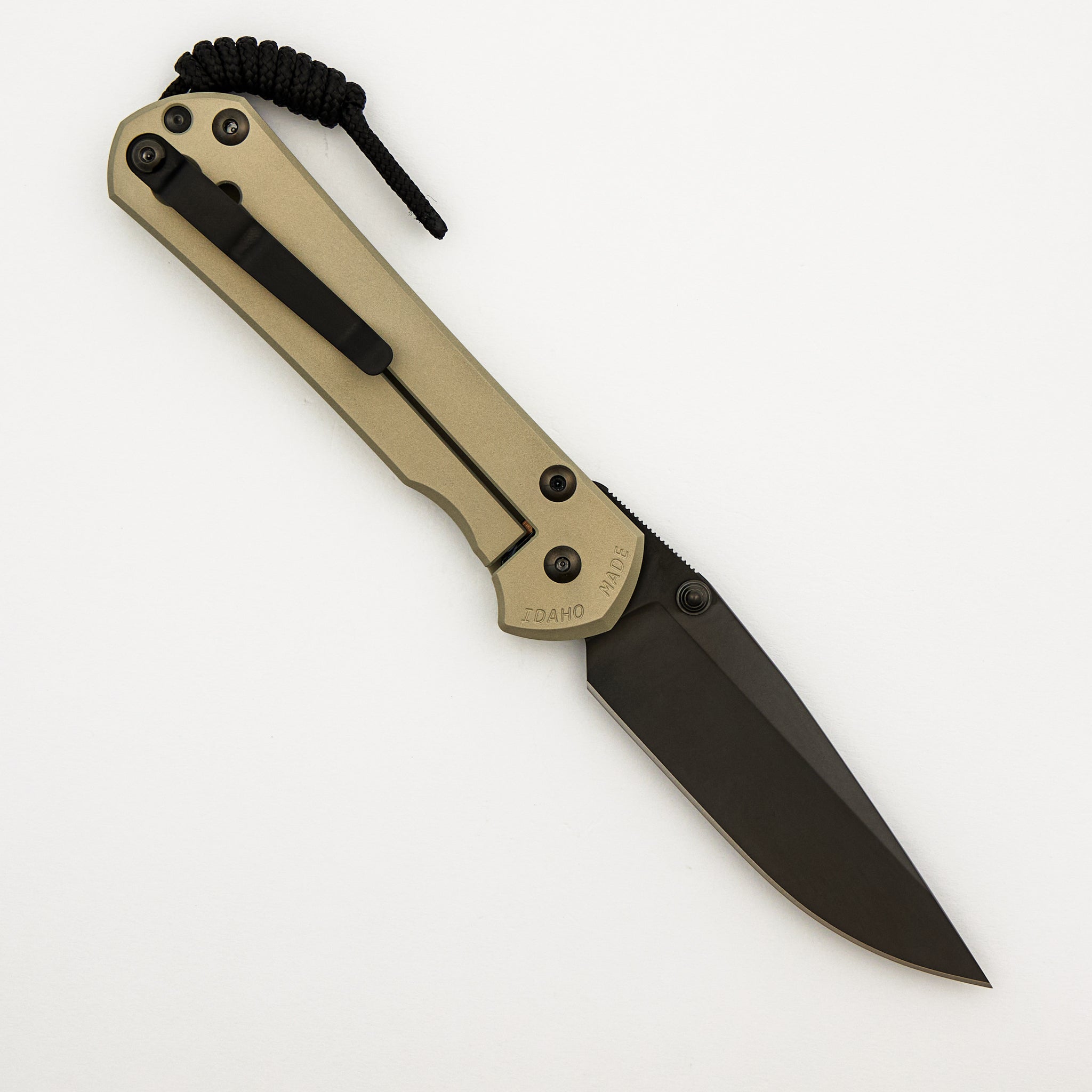 Large Sebenza 31 - Champagne Cerakote - Drop Point Black DLC MagnaCut Blade - Black DLC Hardware
