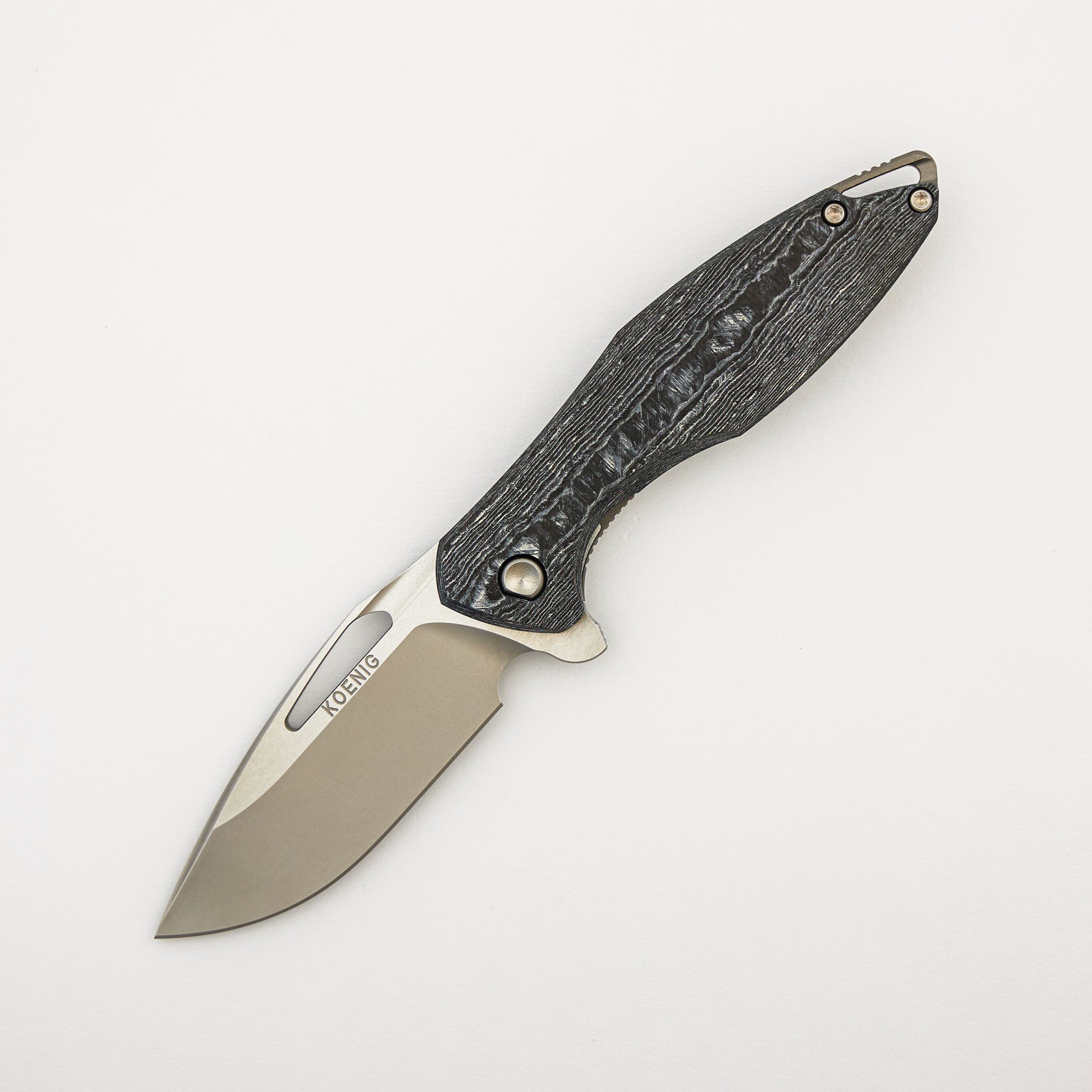 Mini Arius - Smooth White CarboTi Handle - Brightwashed W/ Polished Flats M390 Blade