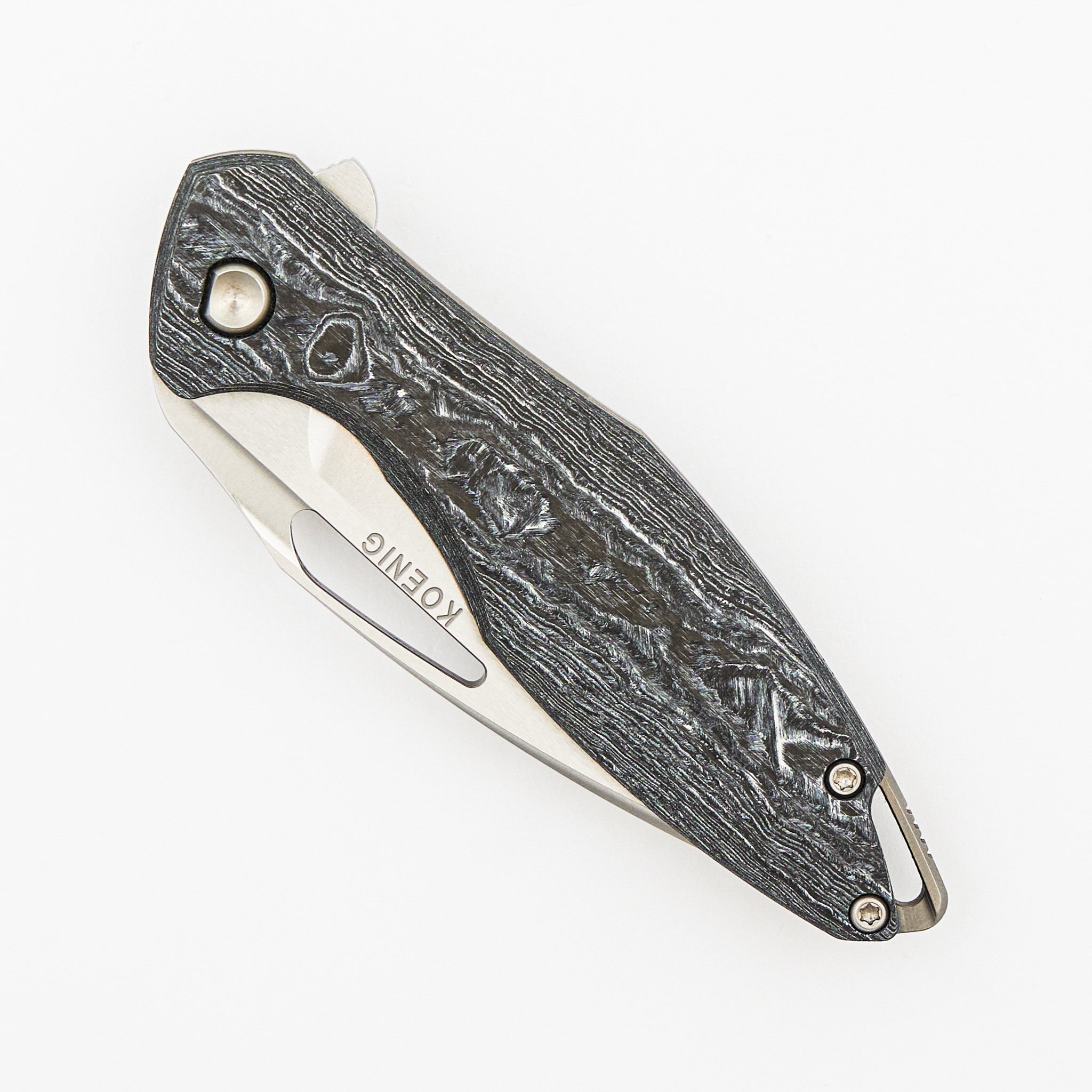 Mini Arius - Smooth White CarboTi Handle - Brightwashed W/ Polished Flats M390 Blade