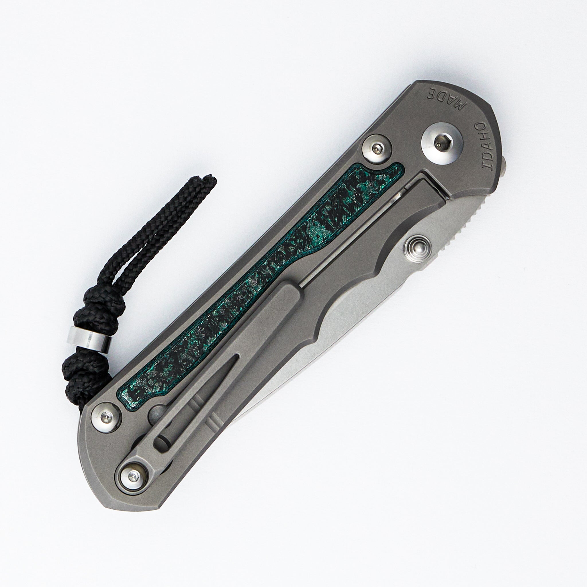 Large Inkosi - Teal Magnetic CarboTi Inlay - Drop Point CPM MagnaCut Blade - MIM Clip - 2025 R1 Invitational