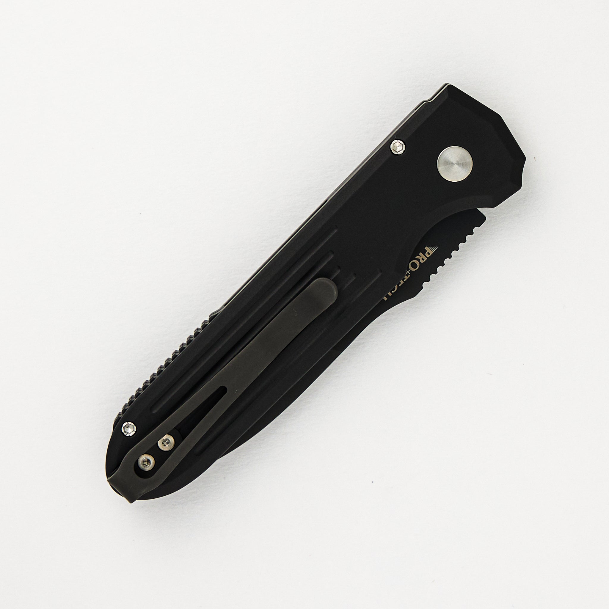 PDW Invictus Auto – Black Handle – Red G10 Push Button – CPM Magnacut Black DLC Blade 1805