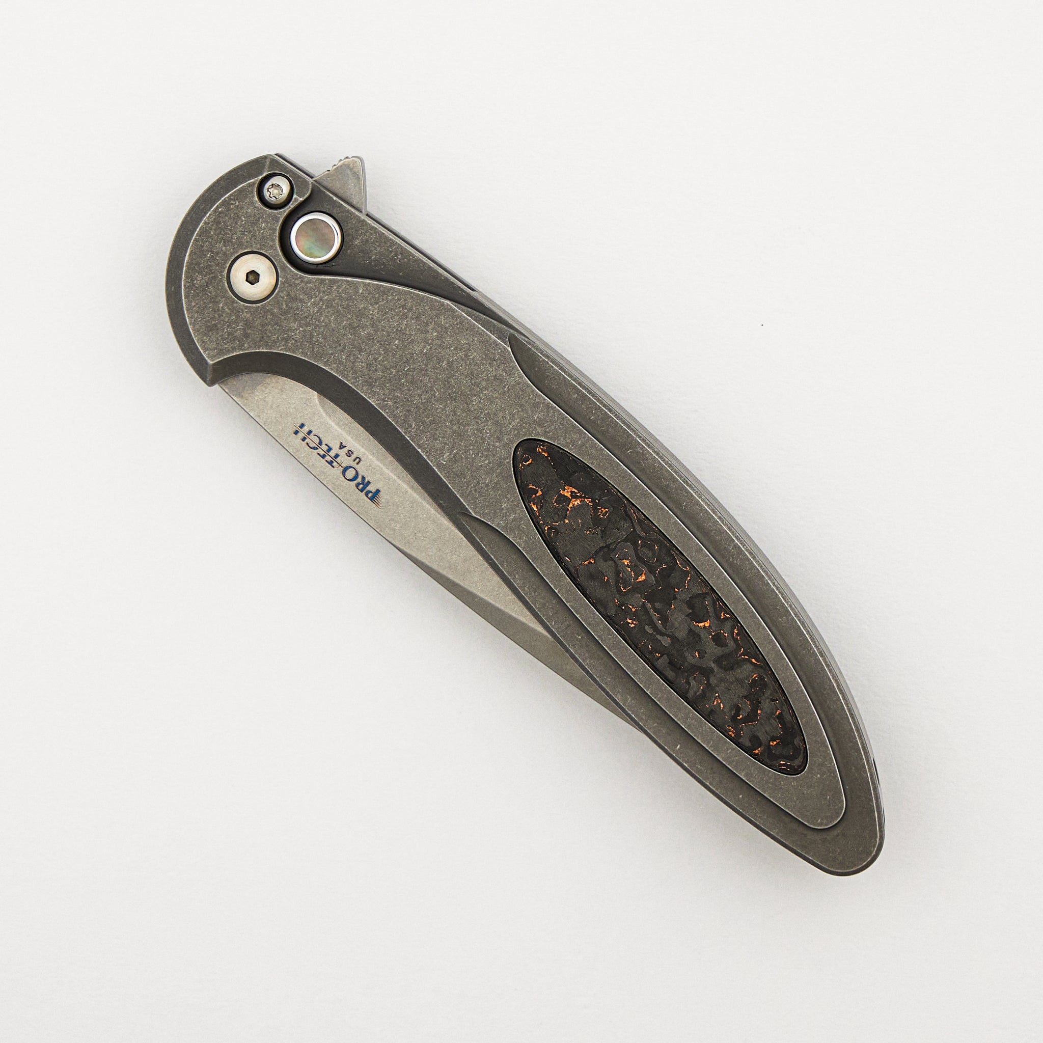 Cambria - 2025 Cambria Custom 014 - 2-Tone Blasted/Tumbled 17-4 Steel Handle - Copper TechnoCarbo Inlay - Stonewash MagnaCut Blade