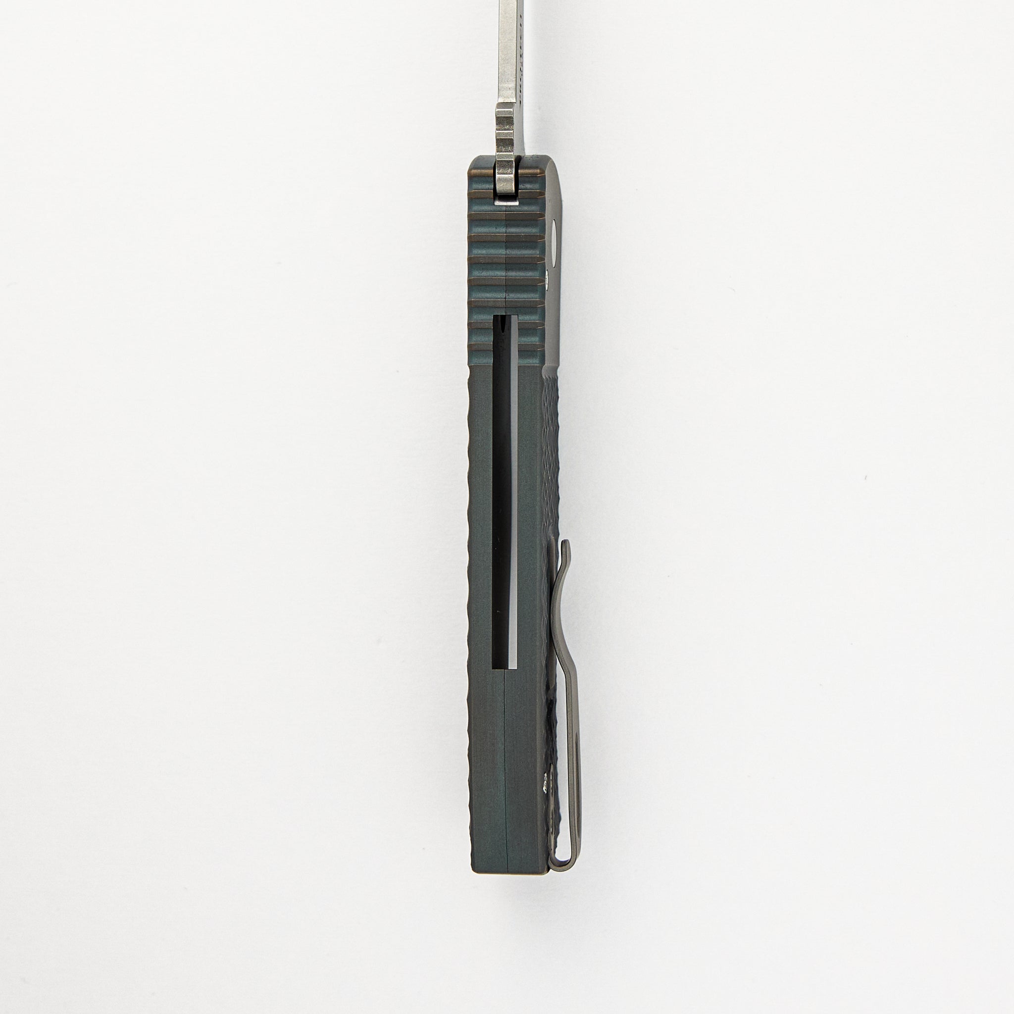 2024 CQC7 Auto Emerson Custom 005 - Titanium Jigged Handle W/ Light Green Ano, MOP Button, Stonewash 20CV Spearpoint Blade