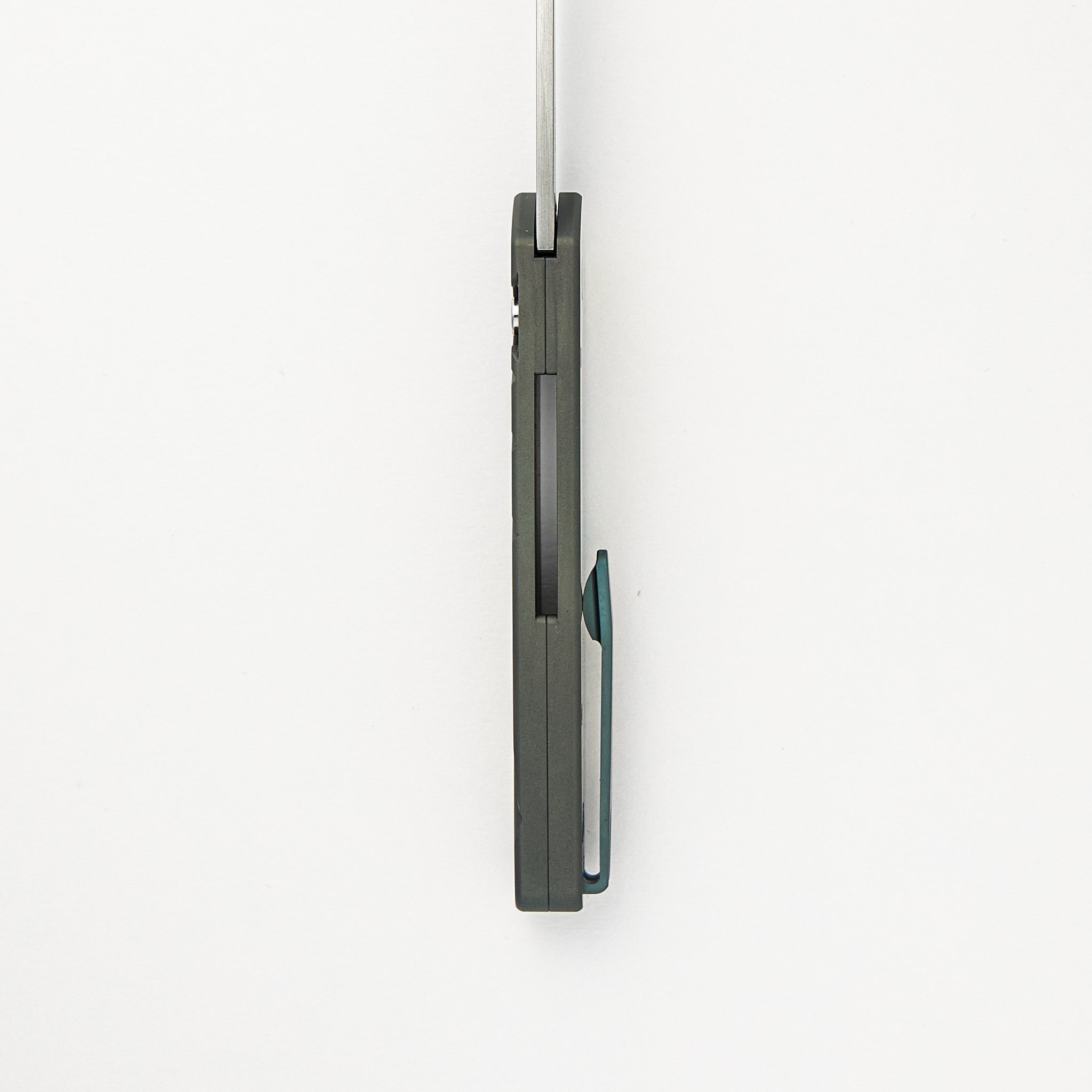 Newport - Custom 002 - Green/Bronze Ti Wave Handle, Stonewash S35VN Blade, Abalone Button