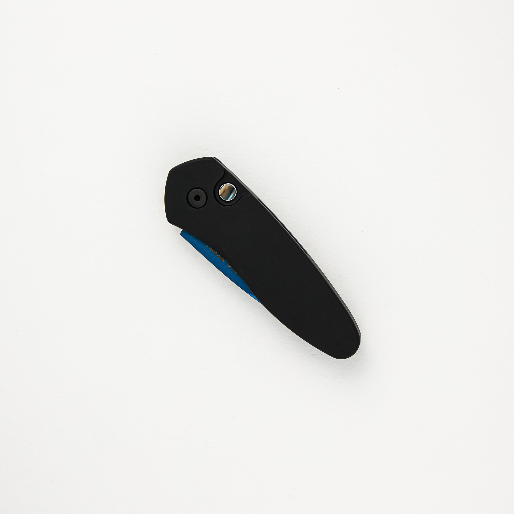 Sprint - 2907-SB - Black Handle - Abalone Button - Sapphire Blue S35VN Blade