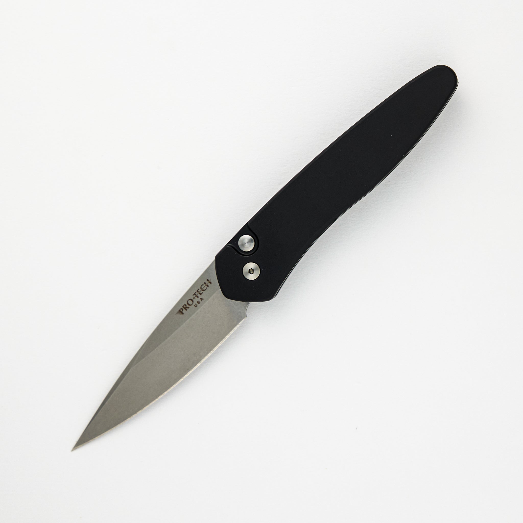 Pro-Tech Knives Newport – Black Aluminum Handle – Stonewash S35VN Blade 3405