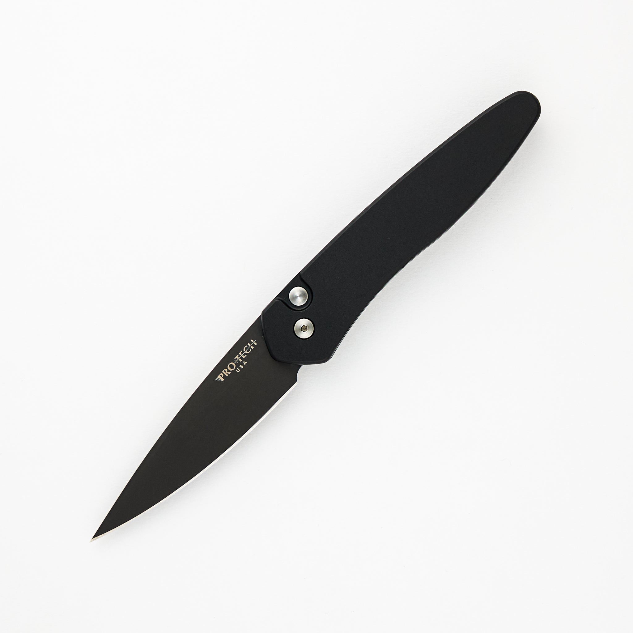 Pro-Tech Knives Newport – Solid Black Aluminum Handle – Black S35VN Blade 3407