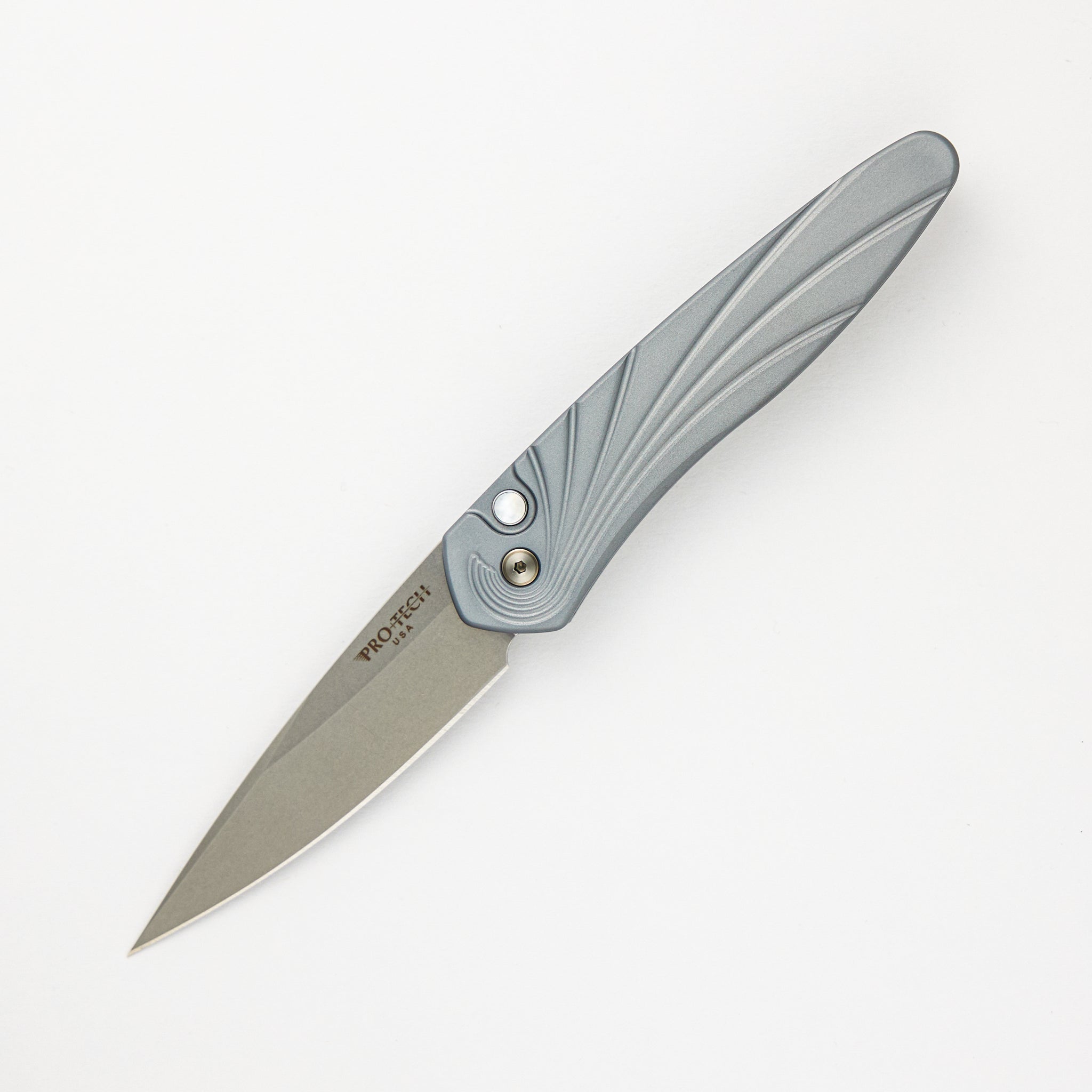 Newport - Special Grey Handle With 3D Wave - MOP Button - Stonewashed S35-VN Blade 3436-Grey
