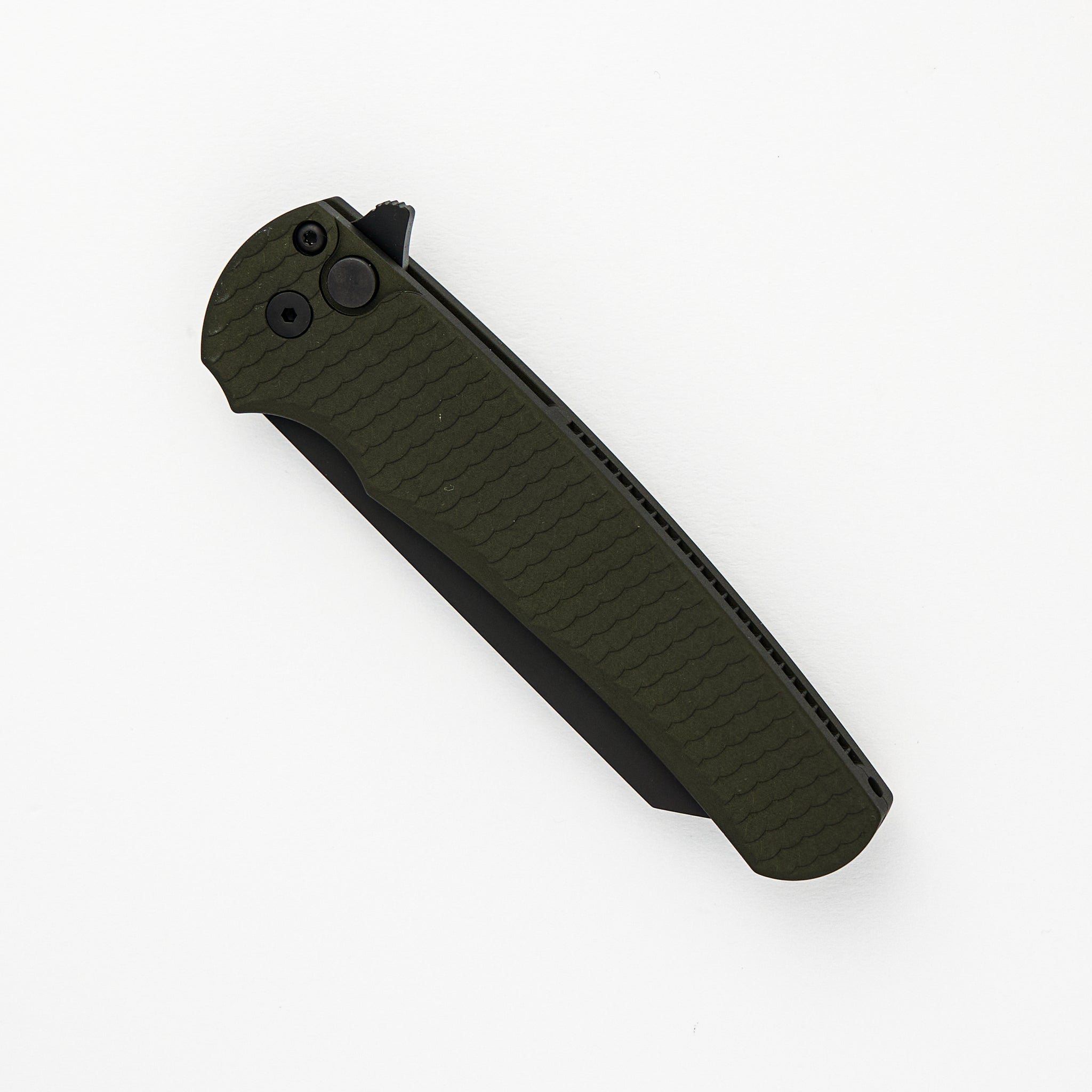 Malibu Flipper - Green Handle With "Dragon Scale" Texture - Black DLC 20CV Reverse Tanto Blade 5236-Green