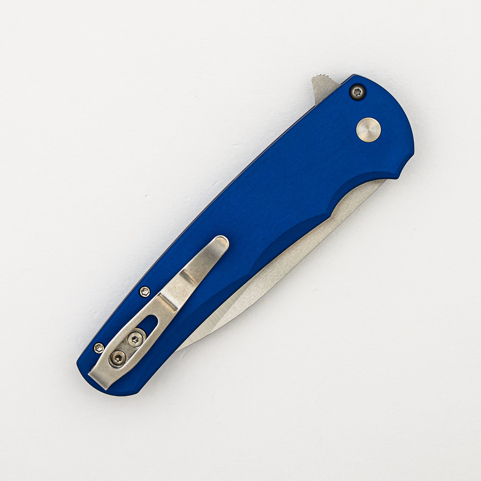 Malibu Flipper – 5300-LTD BLUE - Solid Blue Handle - Machine Satin MagnaCut Wharncliffe