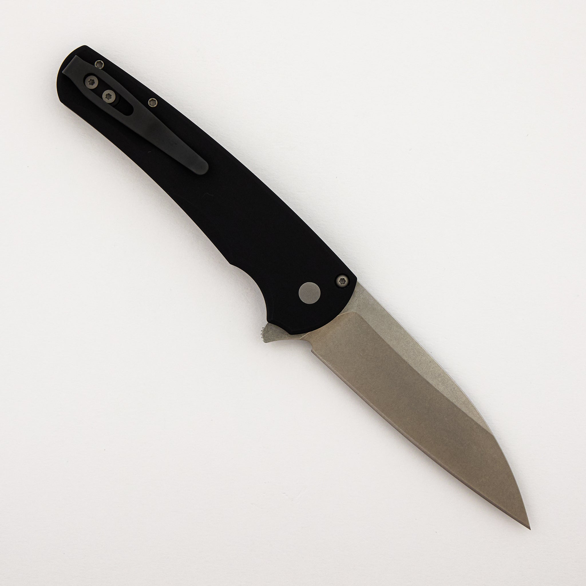 Malibu Flipper – 5301 - Solid Black Aluminum Handle - Stonewash MagnaCut Wharncliffe Blade