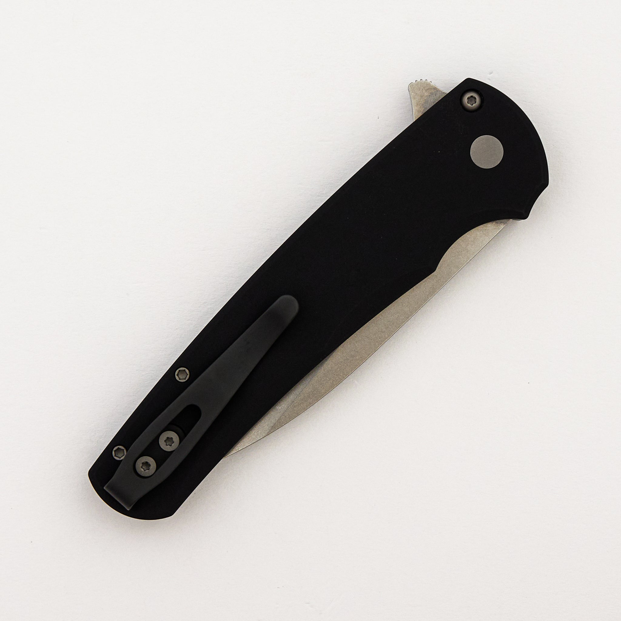 Malibu Flipper – 5301 - Solid Black Aluminum Handle - Stonewash MagnaCut Wharncliffe Blade