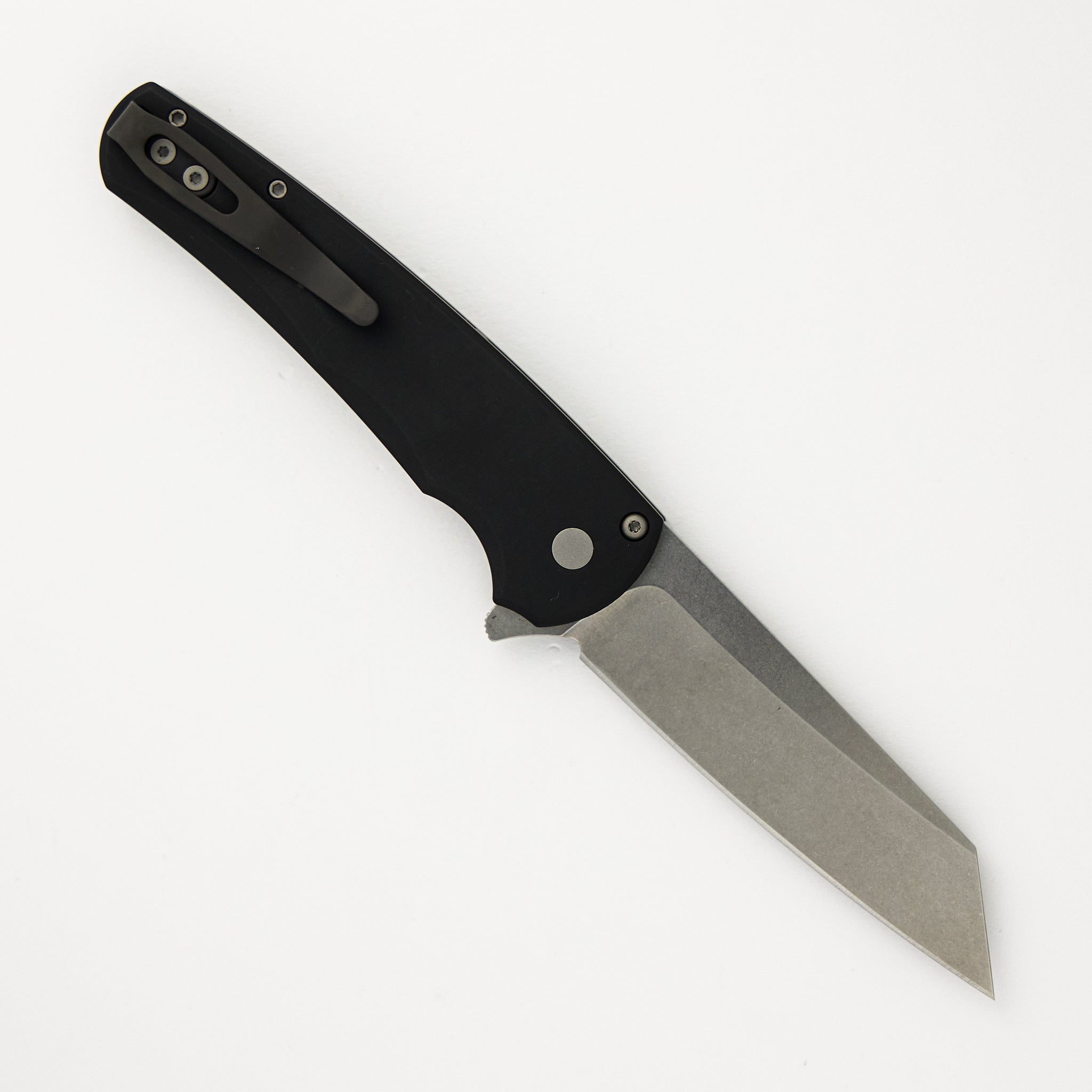 Malibu Flipper - Black Aluminum Handle - Stonewash Reverse Tanto MagnaCut Blade - 5401
