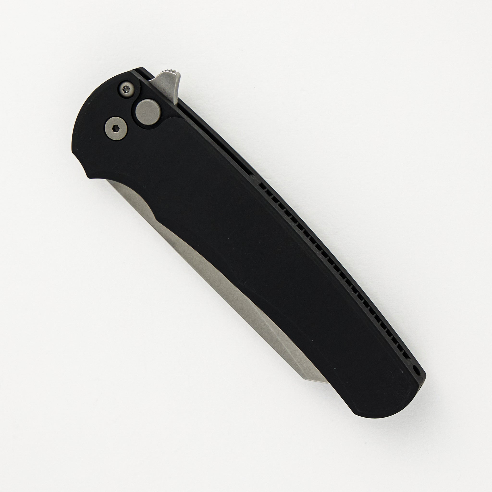 Malibu Flipper - Black Aluminum Handle - Stonewash Reverse Tanto MagnaCut Blade - 5401