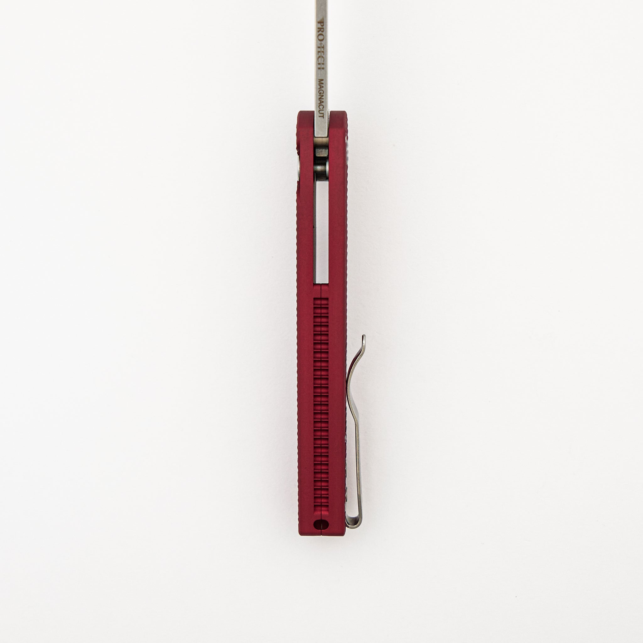 Malibu Flipper - Red Textured Handle - Stonewash Reverse Tanto MagnaCut Blade - 5405 LTD-RED