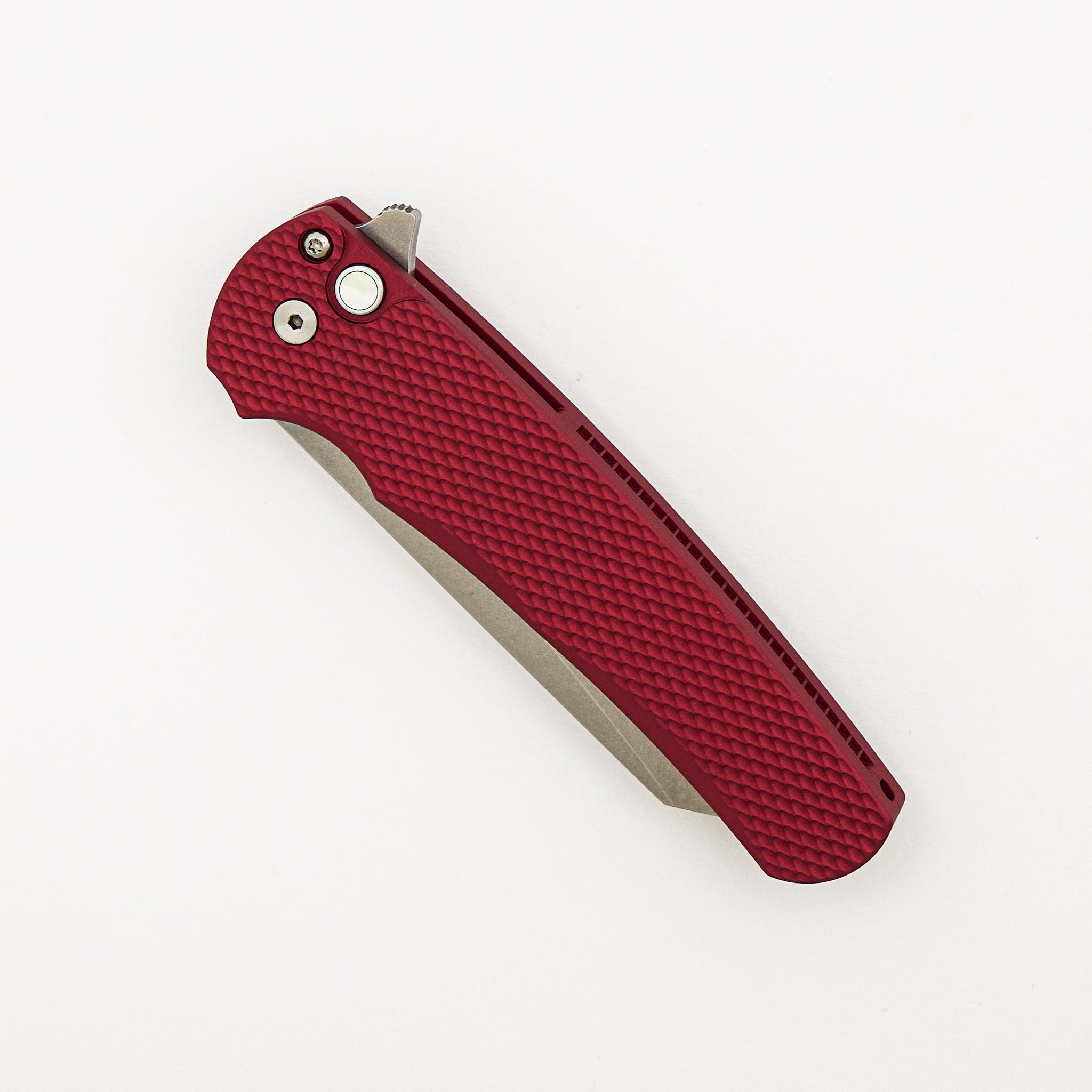 Malibu Flipper - Red Textured Handle - Stonewash Reverse Tanto MagnaCut Blade - 5405 LTD-RED