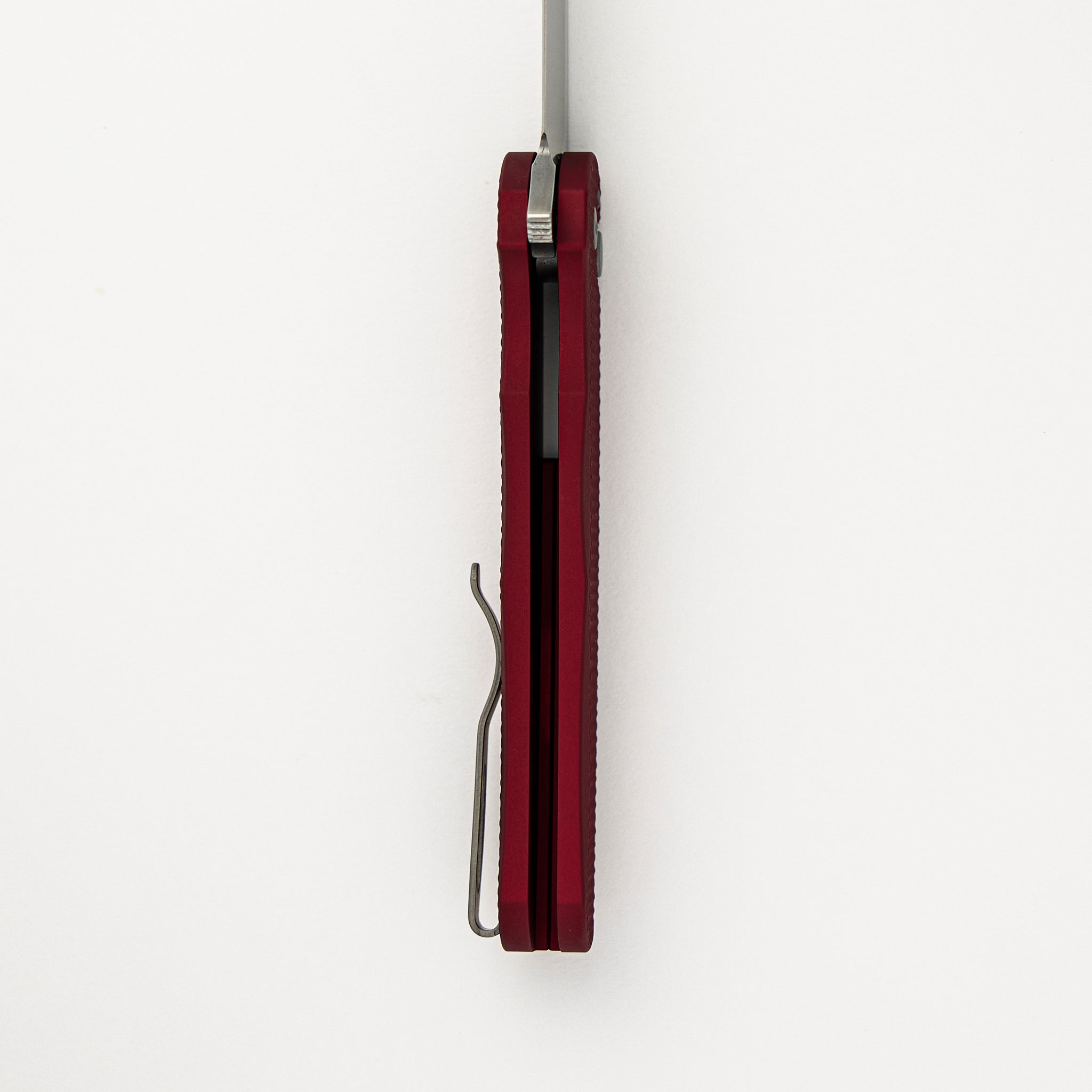 Malibu Flipper - Red Textured Handle - Stonewash Reverse Tanto MagnaCut Blade - 5405-RED