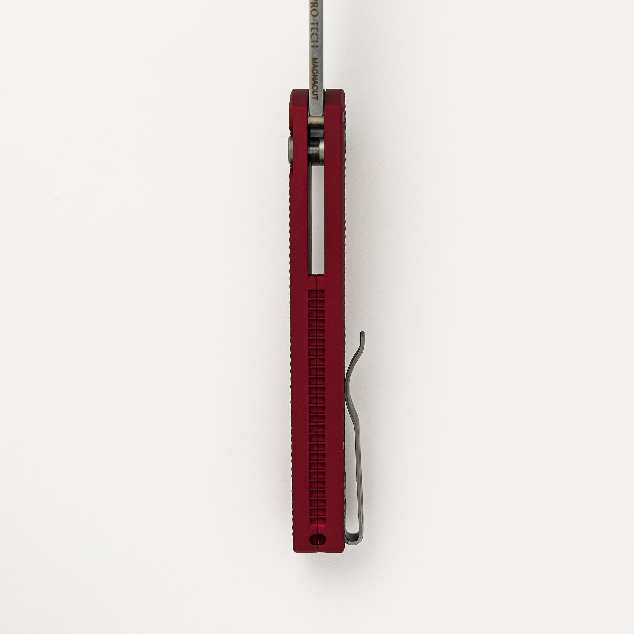 Malibu Flipper - Red Textured Handle - Stonewash Reverse Tanto MagnaCut Blade - 5405-RED